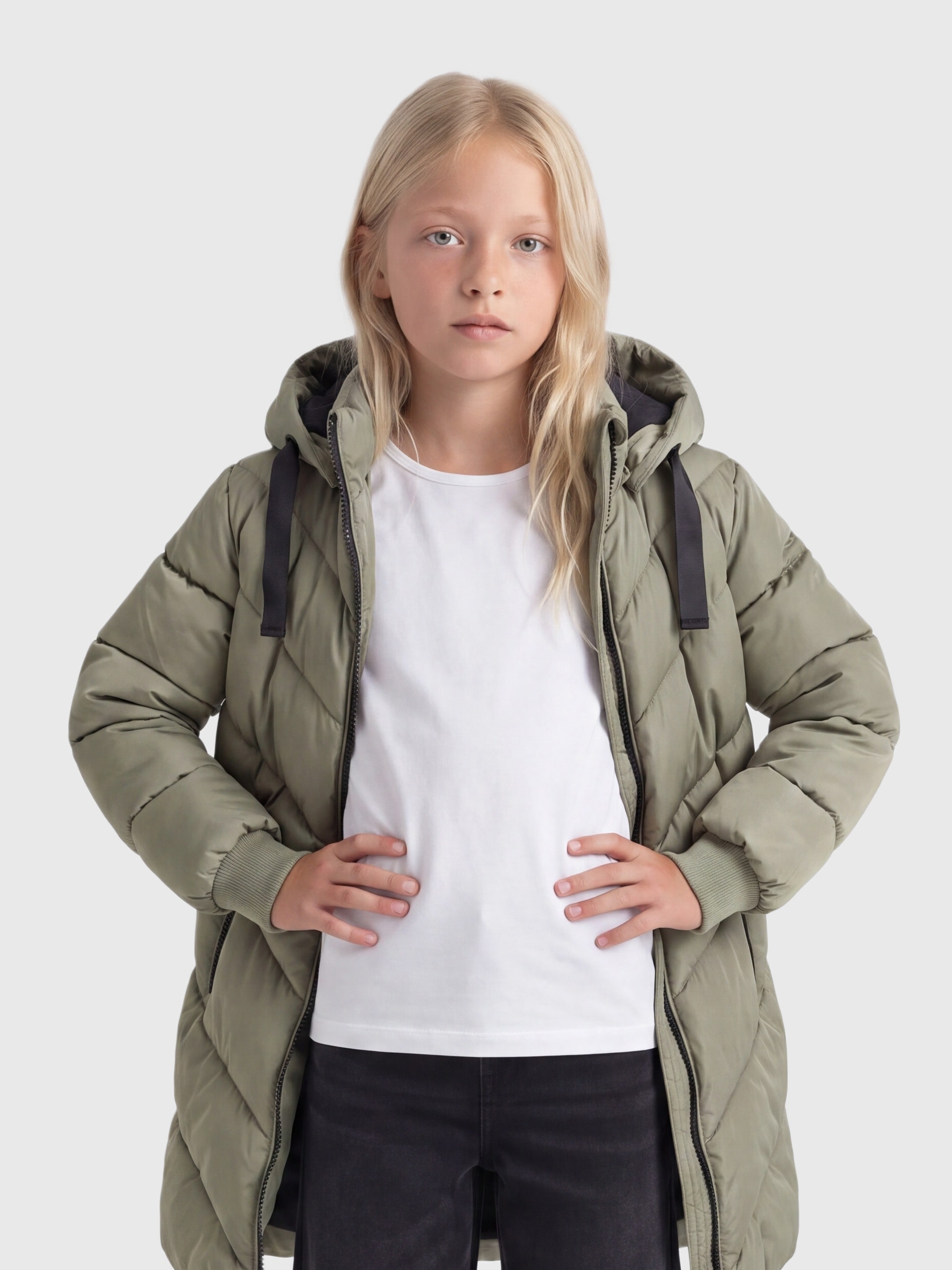 Image of KIDS ONLY Steppjacke "KOGSKYLAR HOOD JACKET VD OTW" mit Kapuze Langjacke mit abnehmbarer Kapuze
