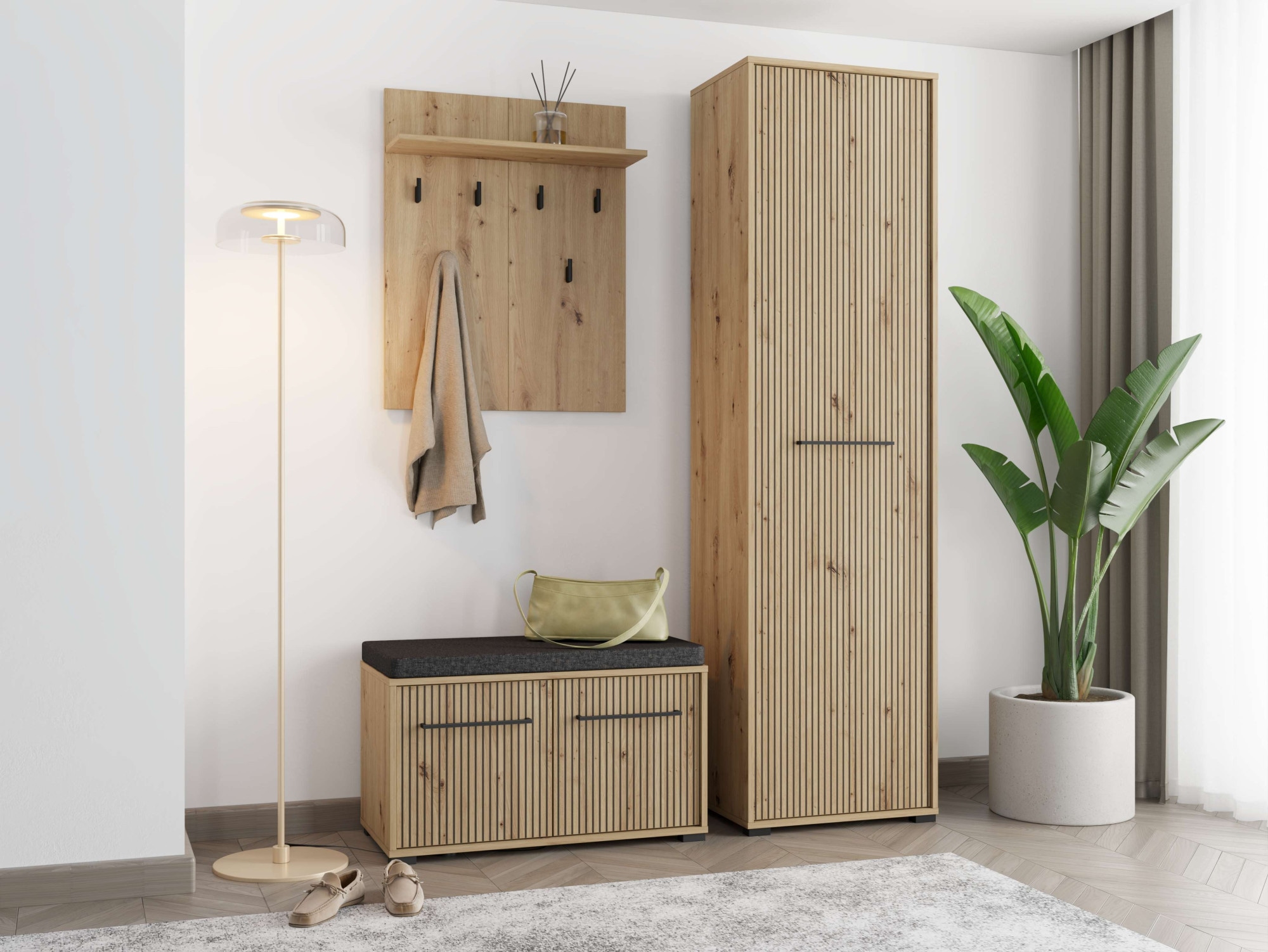 Image of INOSIGN Garderoben-Set "Landes Flurmöbel, Dielenmöbel, Flurschrank, Flurgarderobe Br= 134,5 cm" Komplett-Set, 3 Stk. tlg.