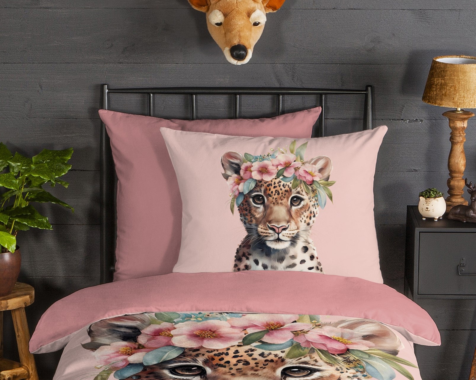 good morning Kinderbettwäsche »Kiranmu« 2 Stk. tlg. Flanell Biber, 135x200, Warm, Reissverschluss, Wende, Mädchen, leopard