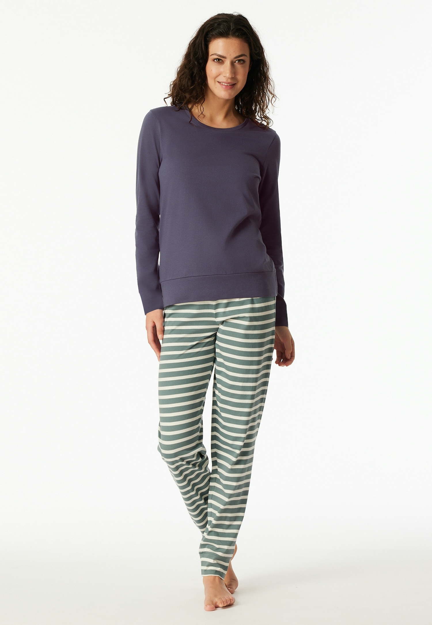 Image of Schiesser Schlafanzug "Casual Essentials" 2 tlg. Baumwolle, Rundhalsausschnitt, langärmelig