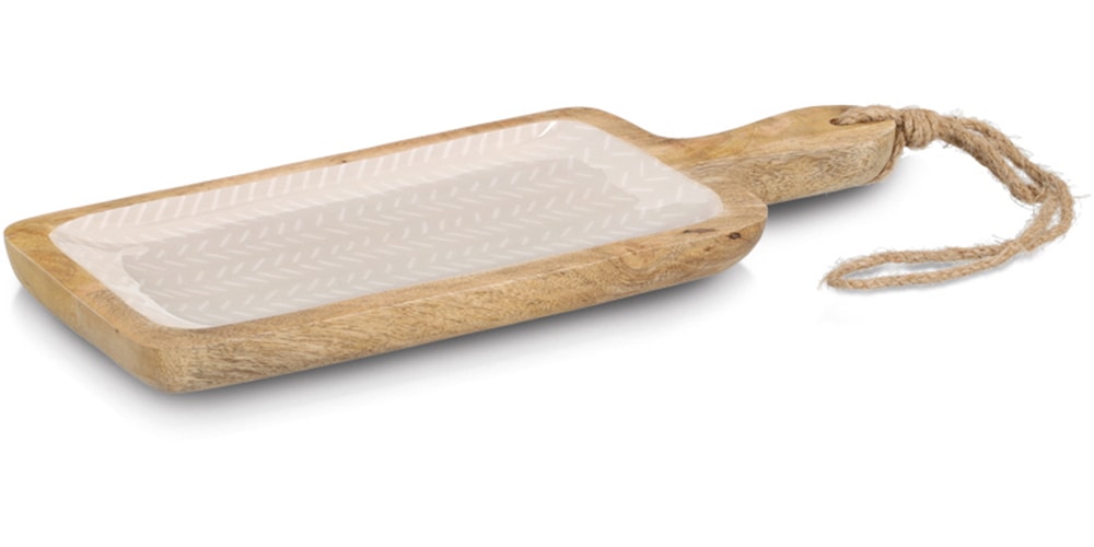 Image of Zeller Present Servierbrett "Servierplatte, Mangoholz" Kordel zum Aufhängen, Epoxidharz-Beschichtung