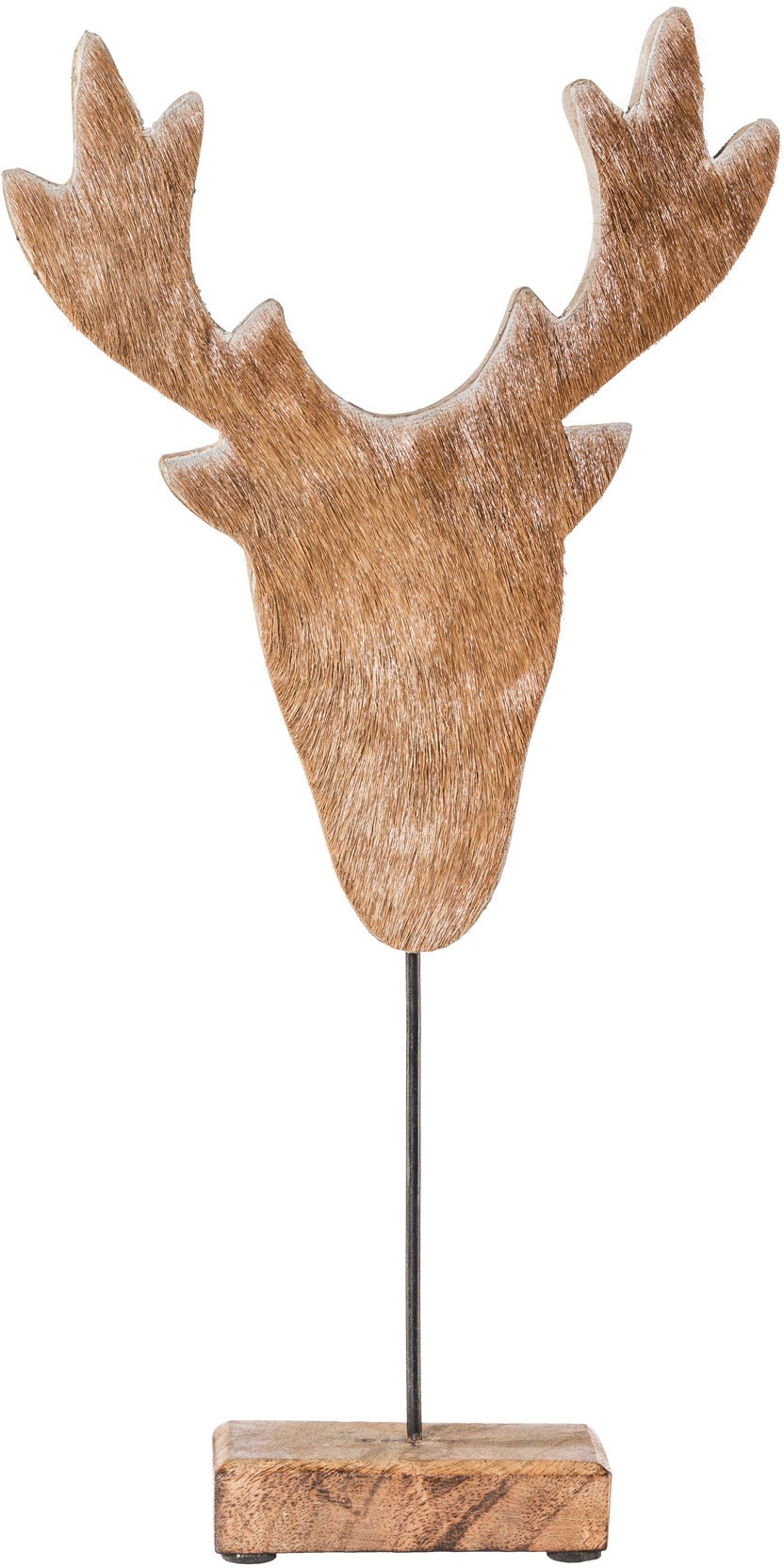 Image of Creativ deco Weihnachtsfigur "Weihnachtsdeko" Hirschkopf mit Fell-Applikationen