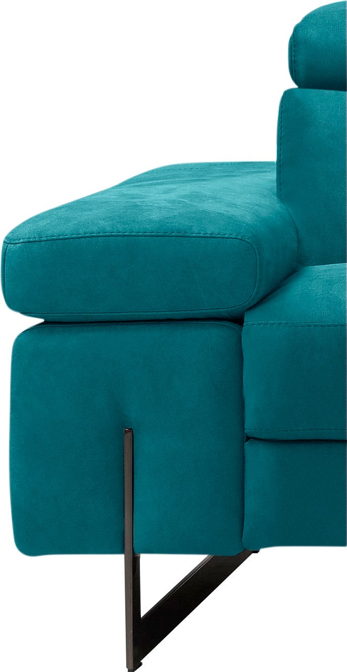 Egoitaliano 2,5-Sitzer »Candice, elegant und edel, hochwertiges Designsofa, bequem«, Kopfteile manuell verstellbar, titanumfarbene Kufenfüsse