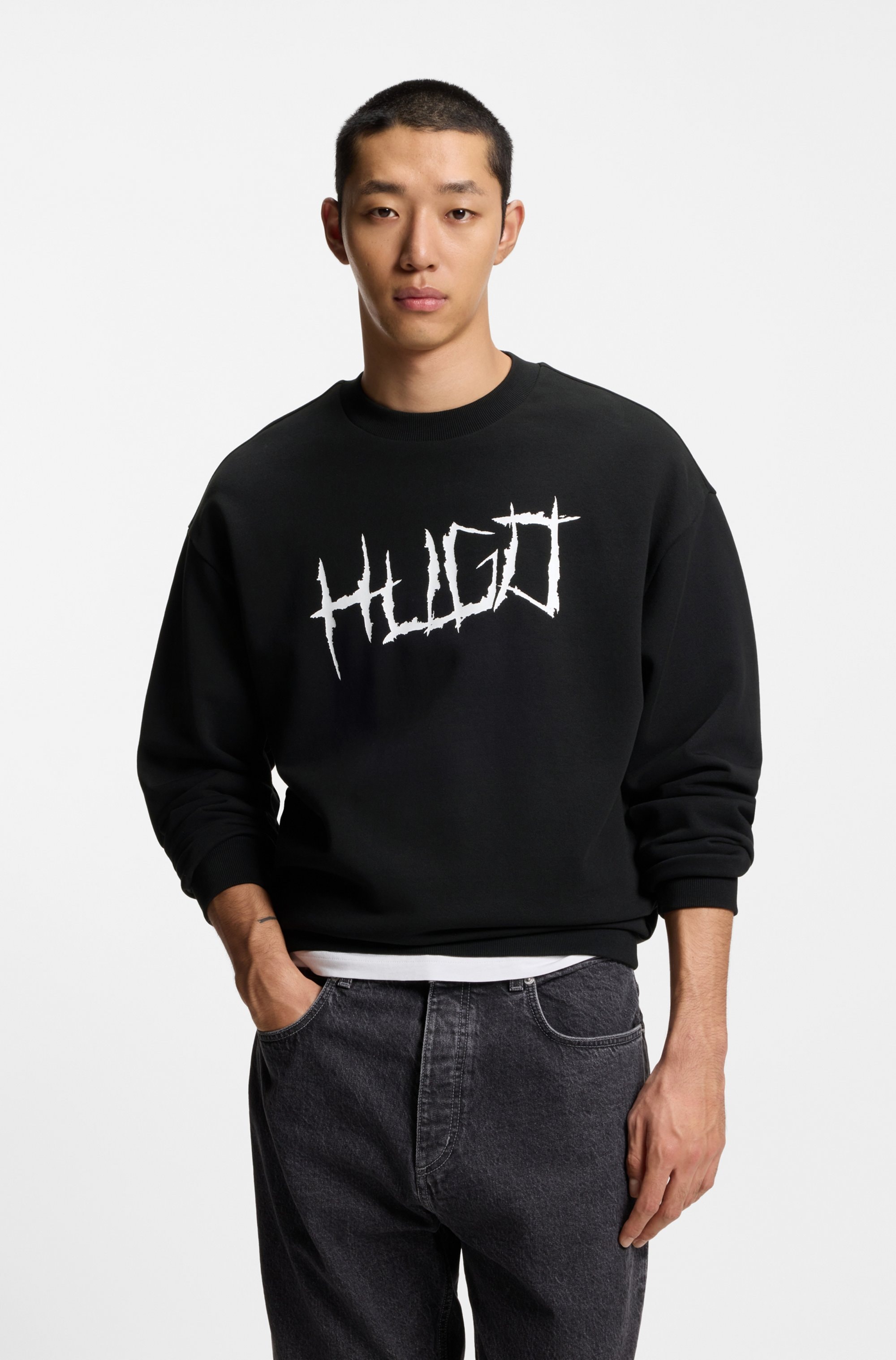 Image of HUGO Sweatshirt, Regular Fit, Logo-Print, Rundhalsausschnitt