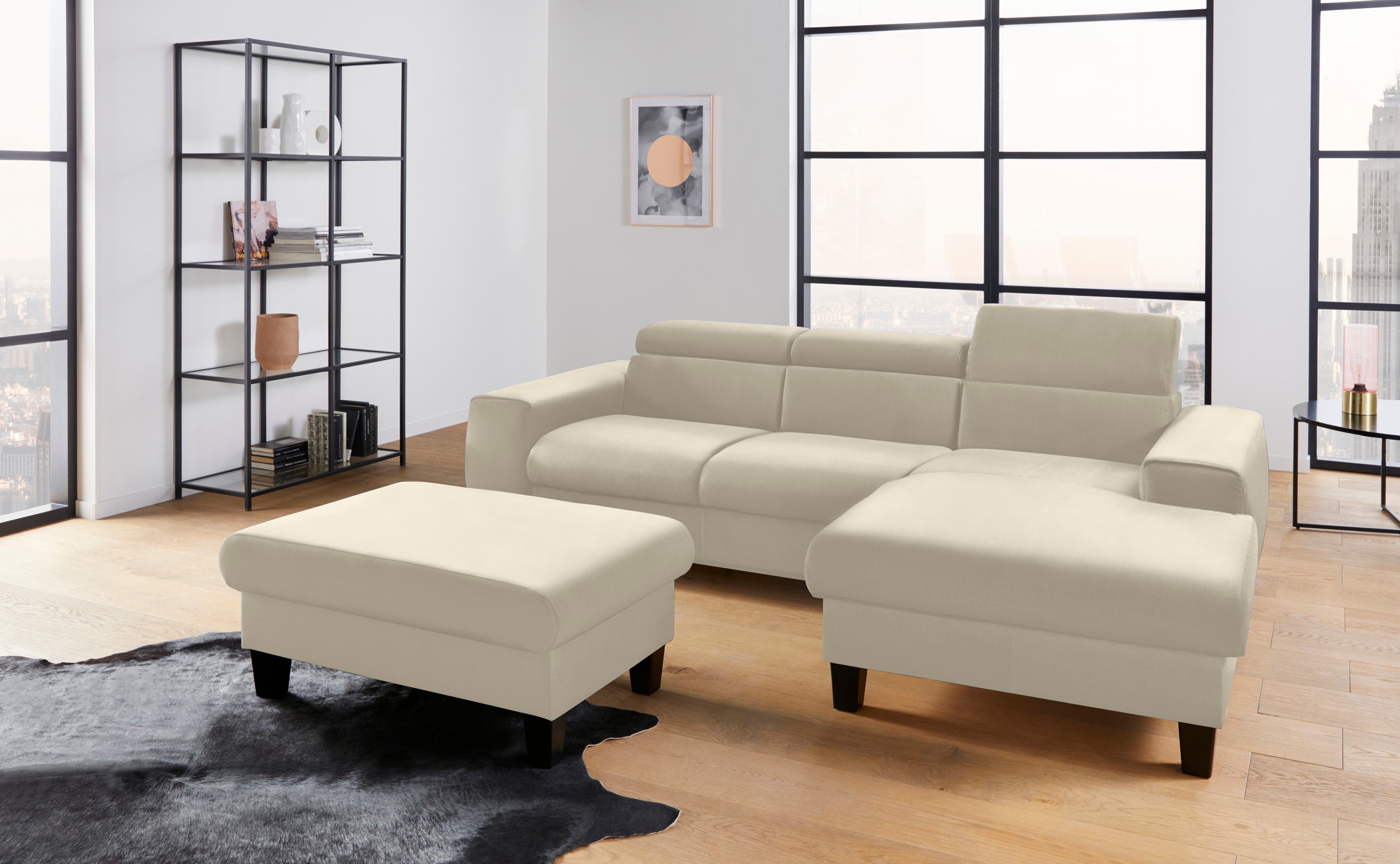 COTTA Ecksofa »Morven L-Form«, Inklusive Kopfteilverstellung, wahlweise mit Ladestation, Bettfunktion