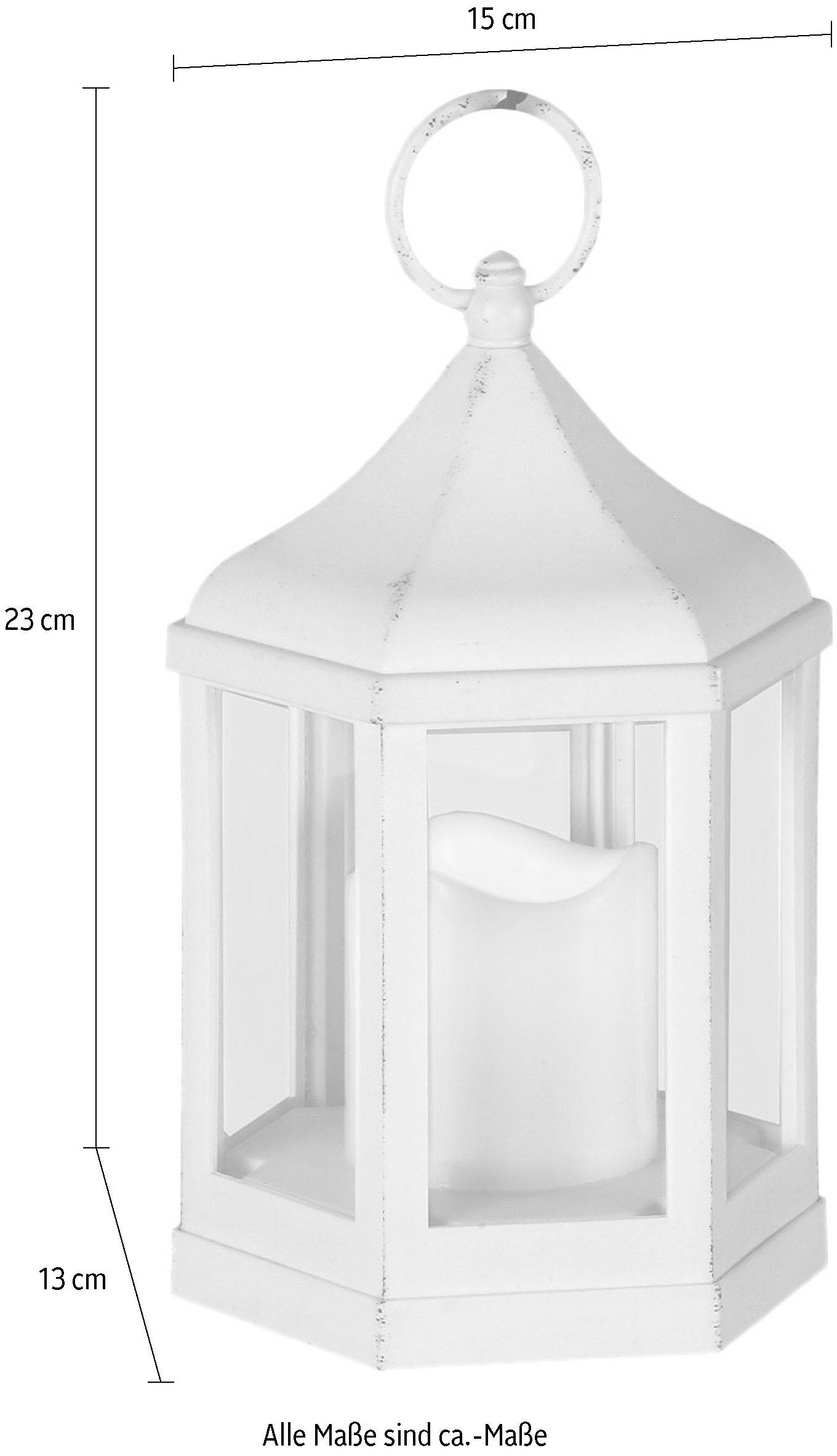 GOODproduct Lanterne à bougie hexagonal, incluant une bougie LED, blanc antique