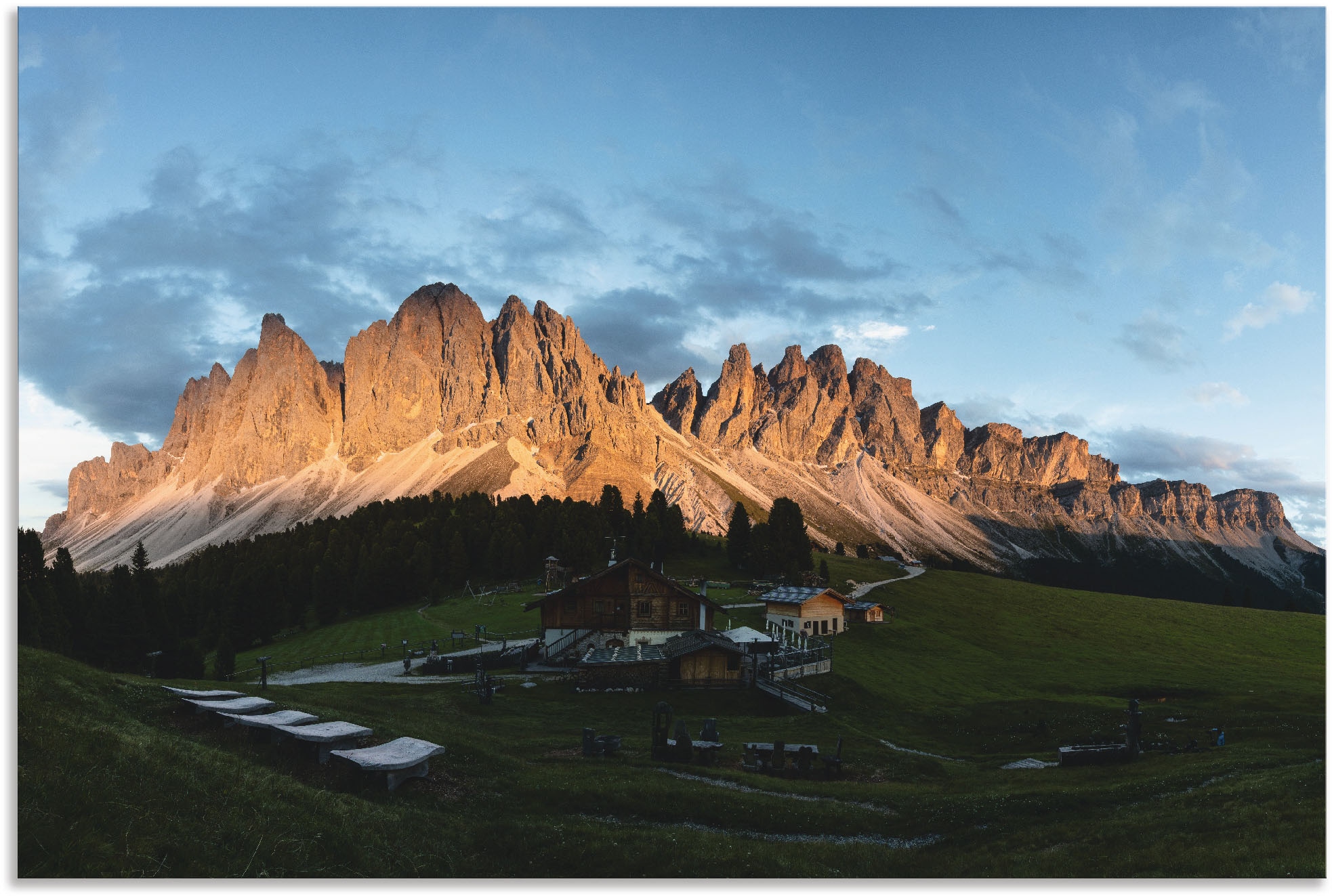 Image of Artland Wandbild »Villnösser Geislerspitzen«, Bilder von Europa, (1 St.), in vielen Grössen & Produktarten - Alubild / Outdoorbild für den Aussenbereich, Leinwandbild, Poster, Wandaufkleber / Wandtattoo auch für Badezimmer geeignet bei Ackermann Versand S