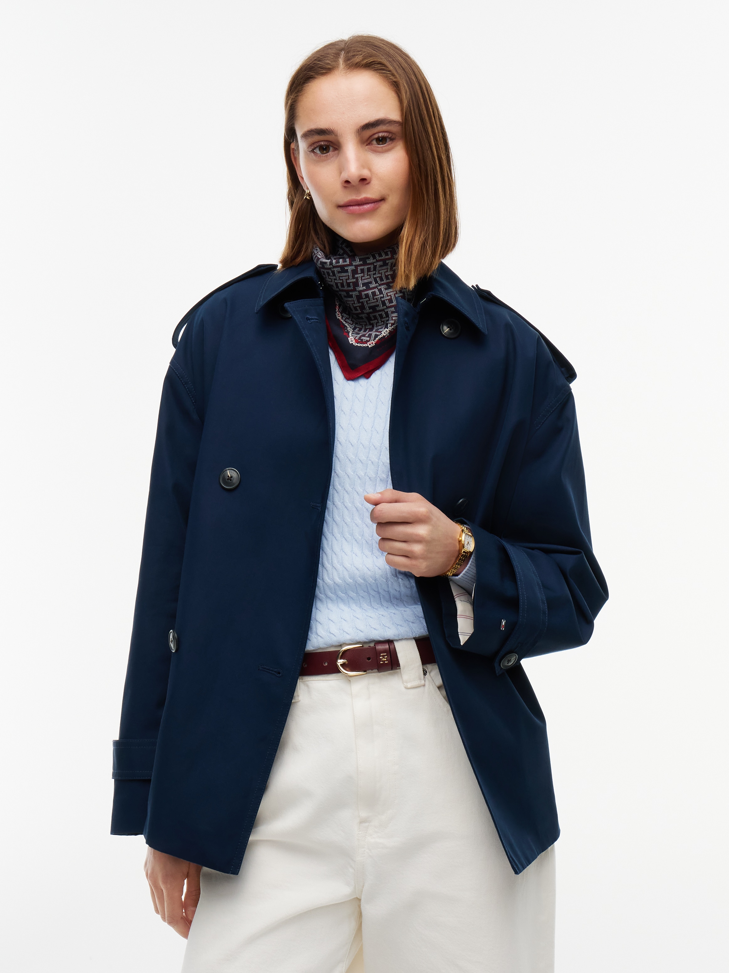 Image of Tommy Hilfiger Kurzjacke "COTTON SHORT TRENCH" Baumwolle, Trenchcoat Style