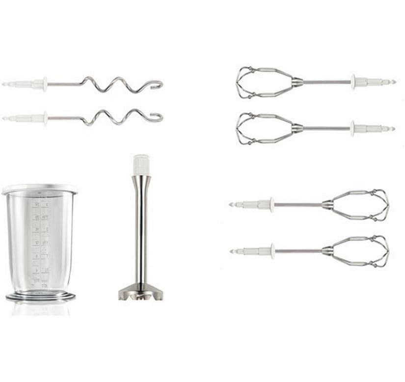 BOSCH Mixeur à main »Styline MFQ4075DE, 2x Rührbesen, Knethaken Edelst., Mixfuss, weiss« 550 W 5 Stufen, Turbotaste, Mixbecher, Made in Europe