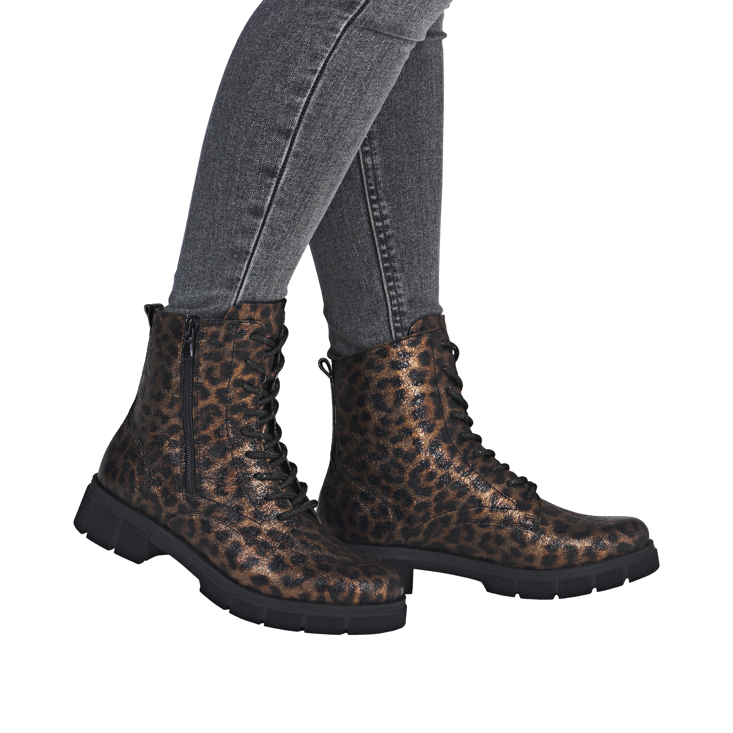 Remonte Schnürstiefelette  Schnürboots, Stiefelette, Profilsohle, mit Glitzer-Schnürsenkel
