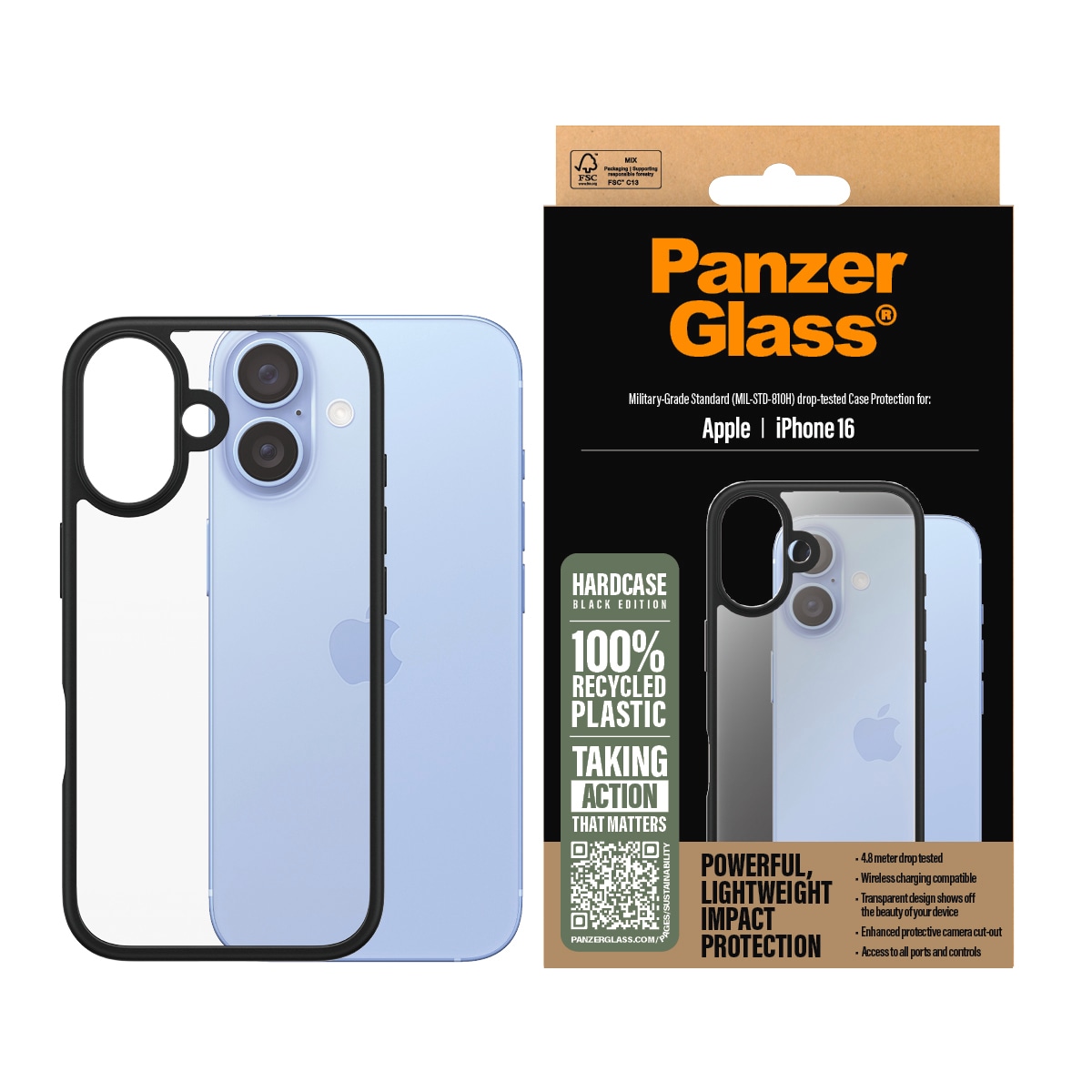 Image of CARE by PanzerGlass Handyhülle "HardCase für Apple iPhone 16" Backcover, Schutzhülle, Handyschutzhülle, Case, Schutzcase, stossfest