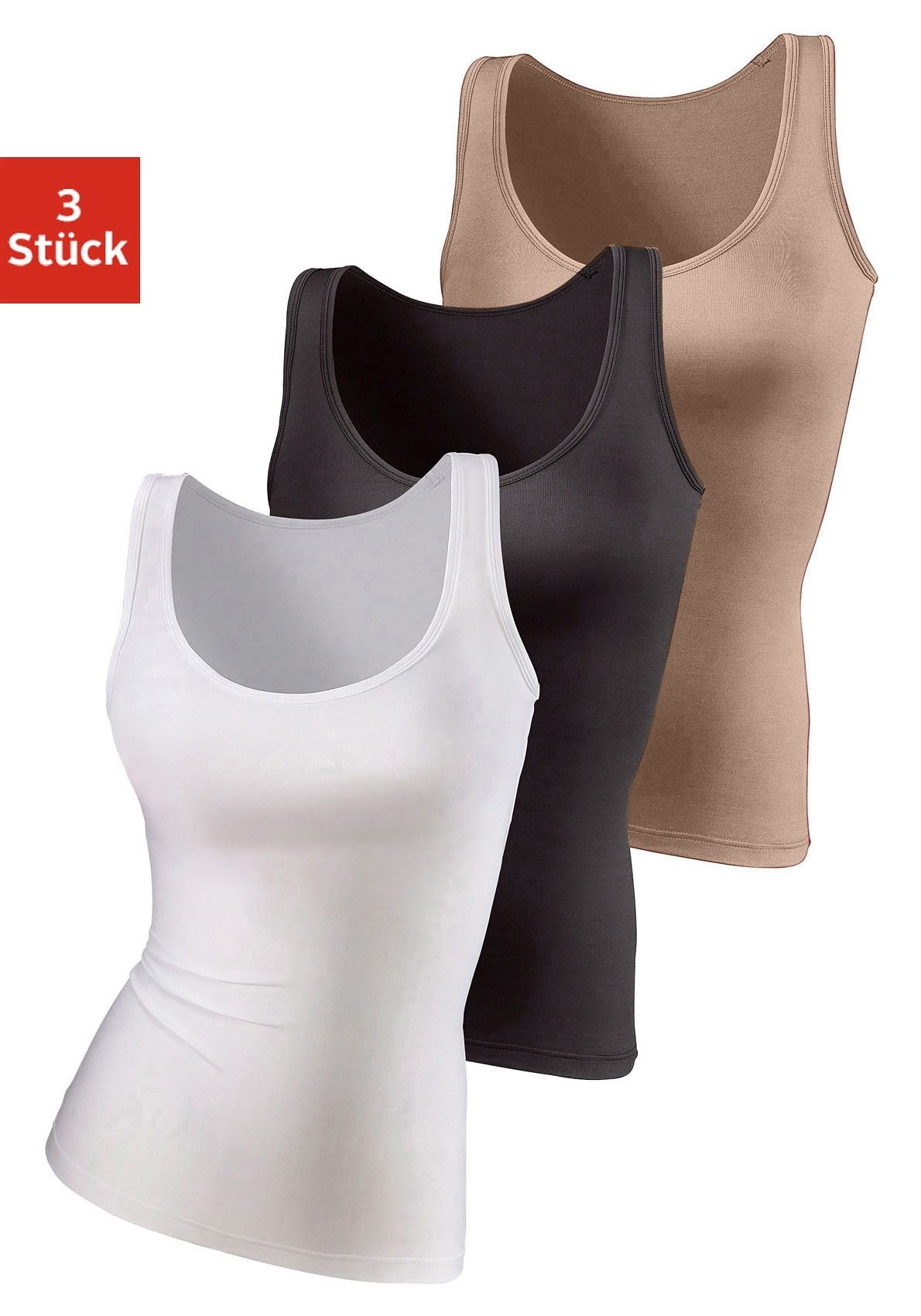 Unterhemd, (3er-Pack), aus weicher Microfaser, Tanktop, Unterziehshirt