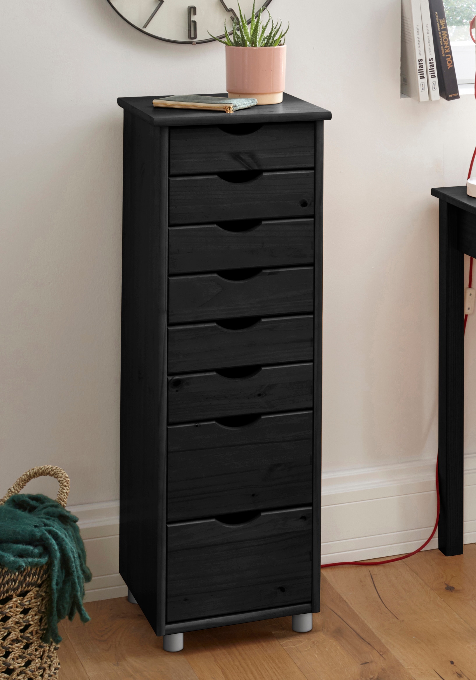 INOSIGN Kommode »Gava«, massives Kiefernholz, mit vielen Stauraummöglichkeiten, Breite 34 cm