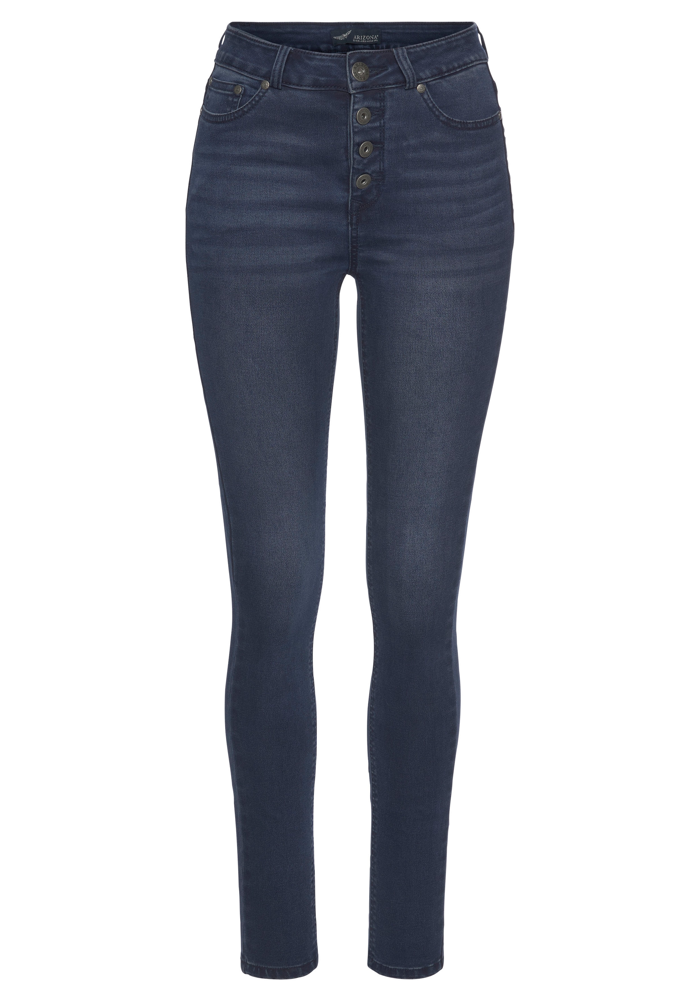 ♕ Arizona Skinny-fit-Jeans High »Ultra Knopfleiste mit Waist Stretch«, bestellen versandkostenfrei durchgehender