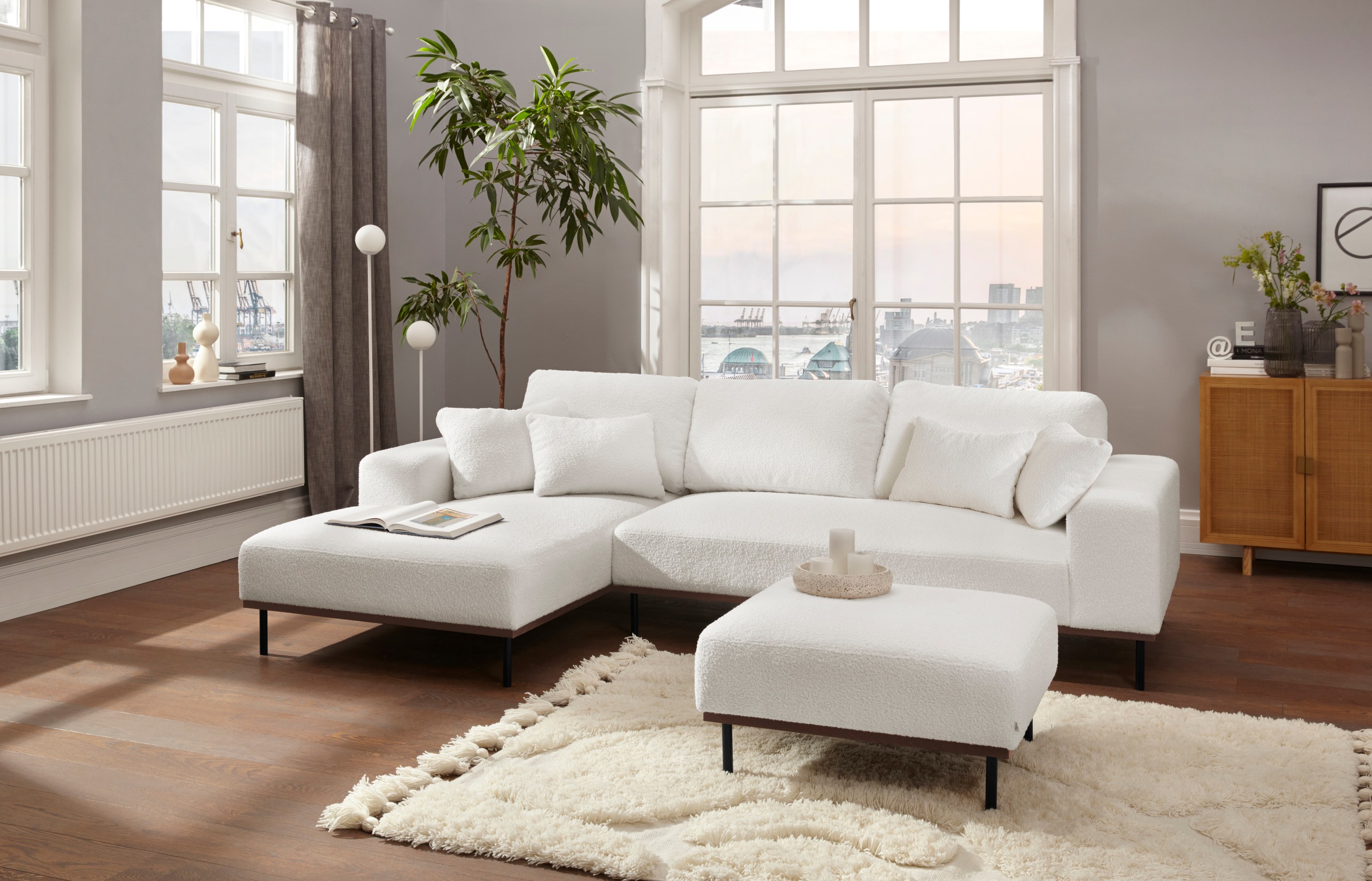 Image of elbgestoeber Polsterhocker »Elbpier«, mit hochwertigem, gebeiztem Holzrahmen, passend zur Serie "Elbpier" bei Ackermann Versand Schweiz