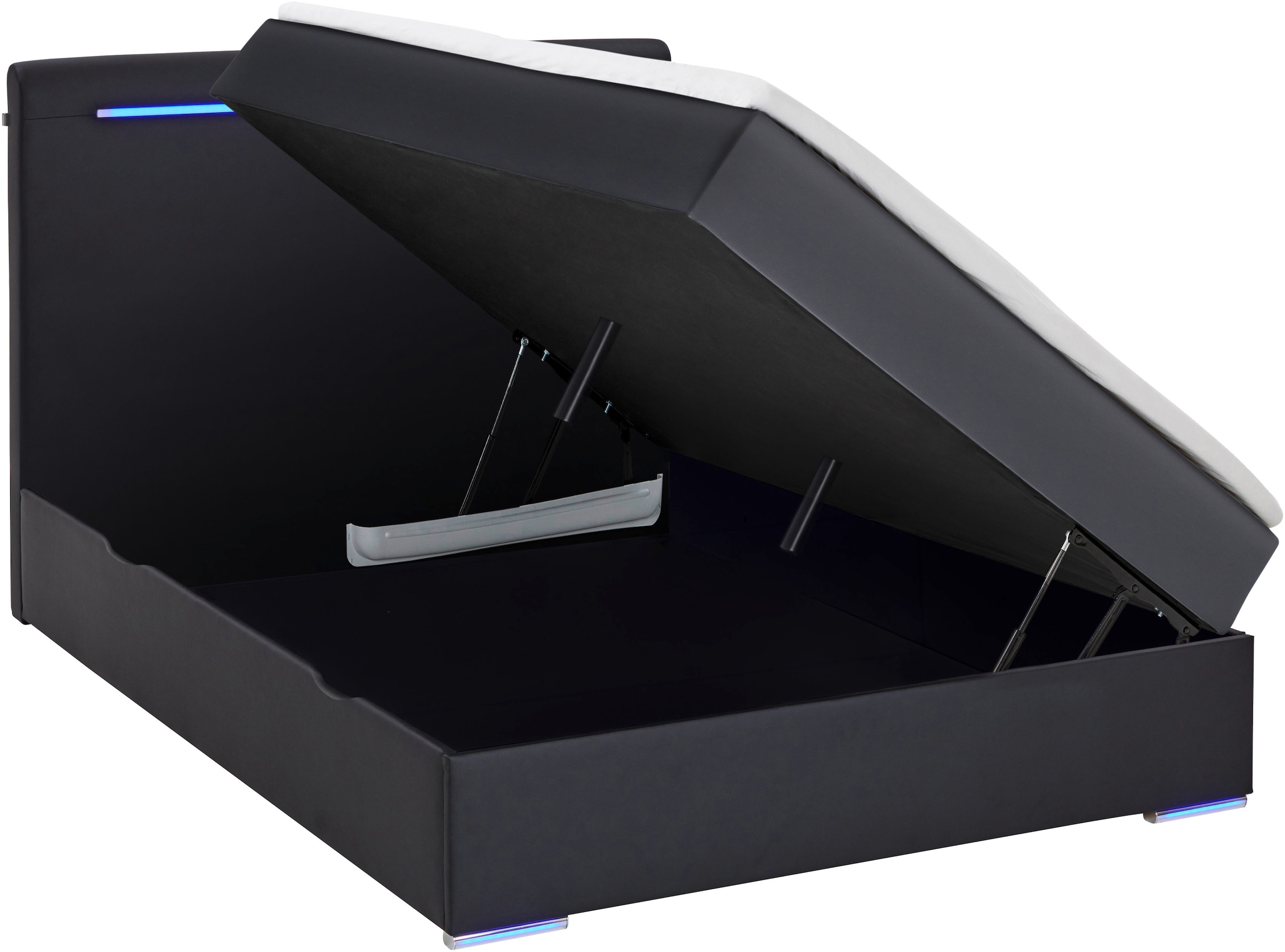 meise.möbel Boxbett »Candela inkl. Bettkasten, Topper & LED-Beleuchtung an Kopfteil & Füssen«