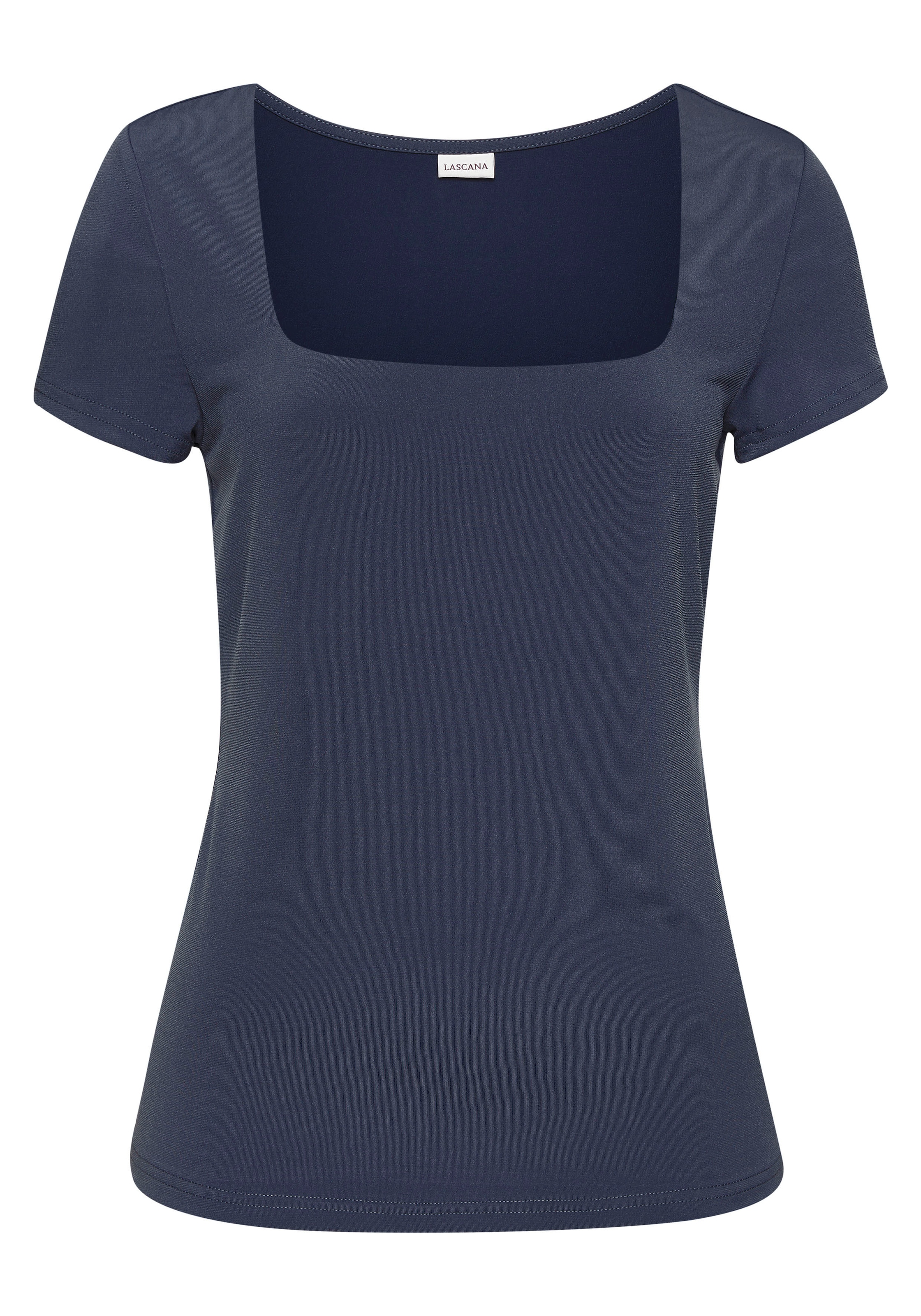 LASCANA T-Shirt, aus bügelfreiem Material, elegantes Kurzarmshirt, doppellagig