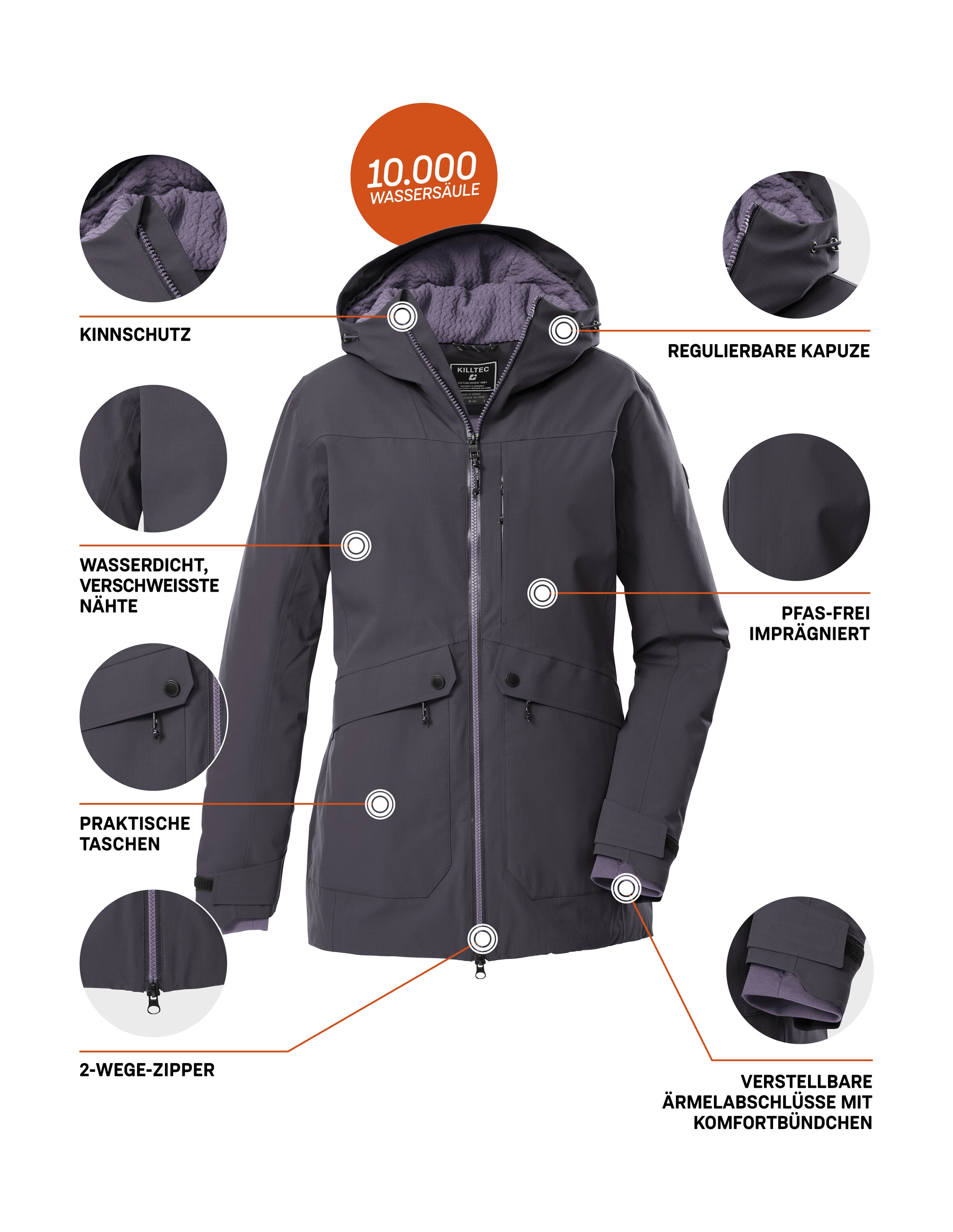 Killtec Parka »KOW 16 WMN PRK« Wasser- u. winddichter Damen Funktionsparka mit hoher Atmungsaktivität