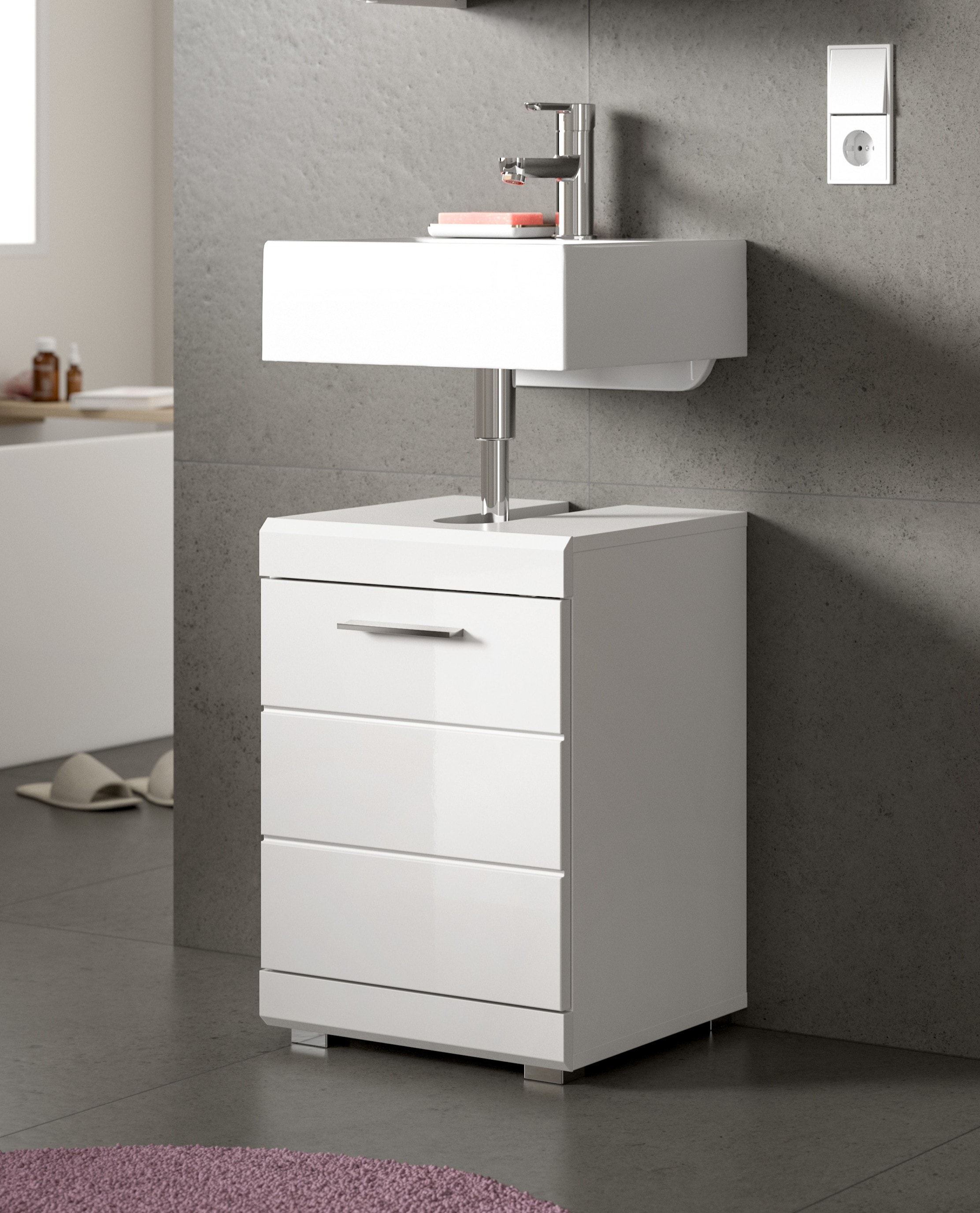welltime Waschbeckenunterschrank »SIENA, Breite 40cm, 1 Tür, 1 Einlegeboden, 2 Fächer, MDF-Front« WBU, Badmöbel, Badschrank, Kommode, Unterschrank, Bad, Badezimmer