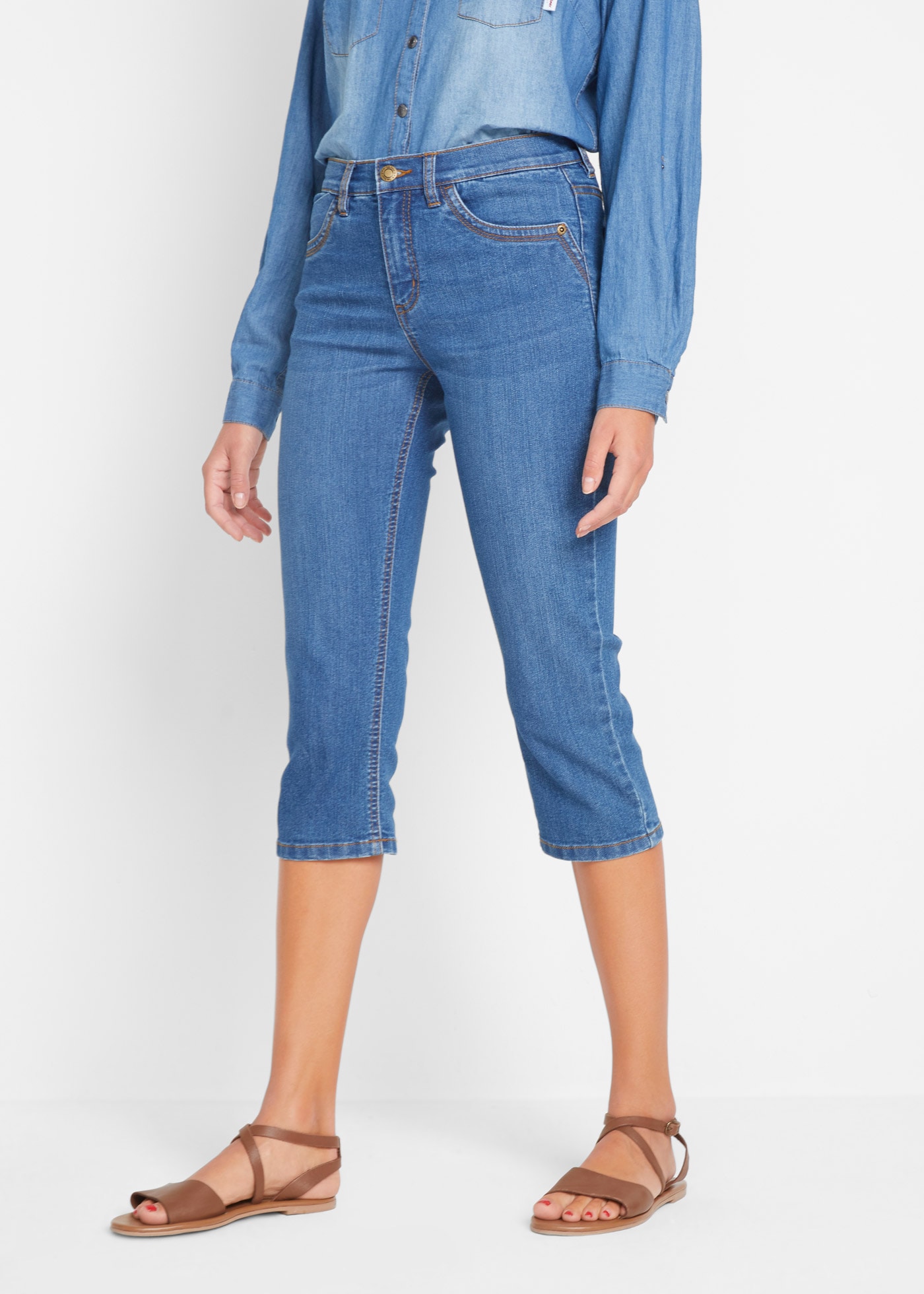 Image of bonprix Caprijeans Slim Fit Passform, erhältlich in mehreren Grössen, mit Stretch-Anteil