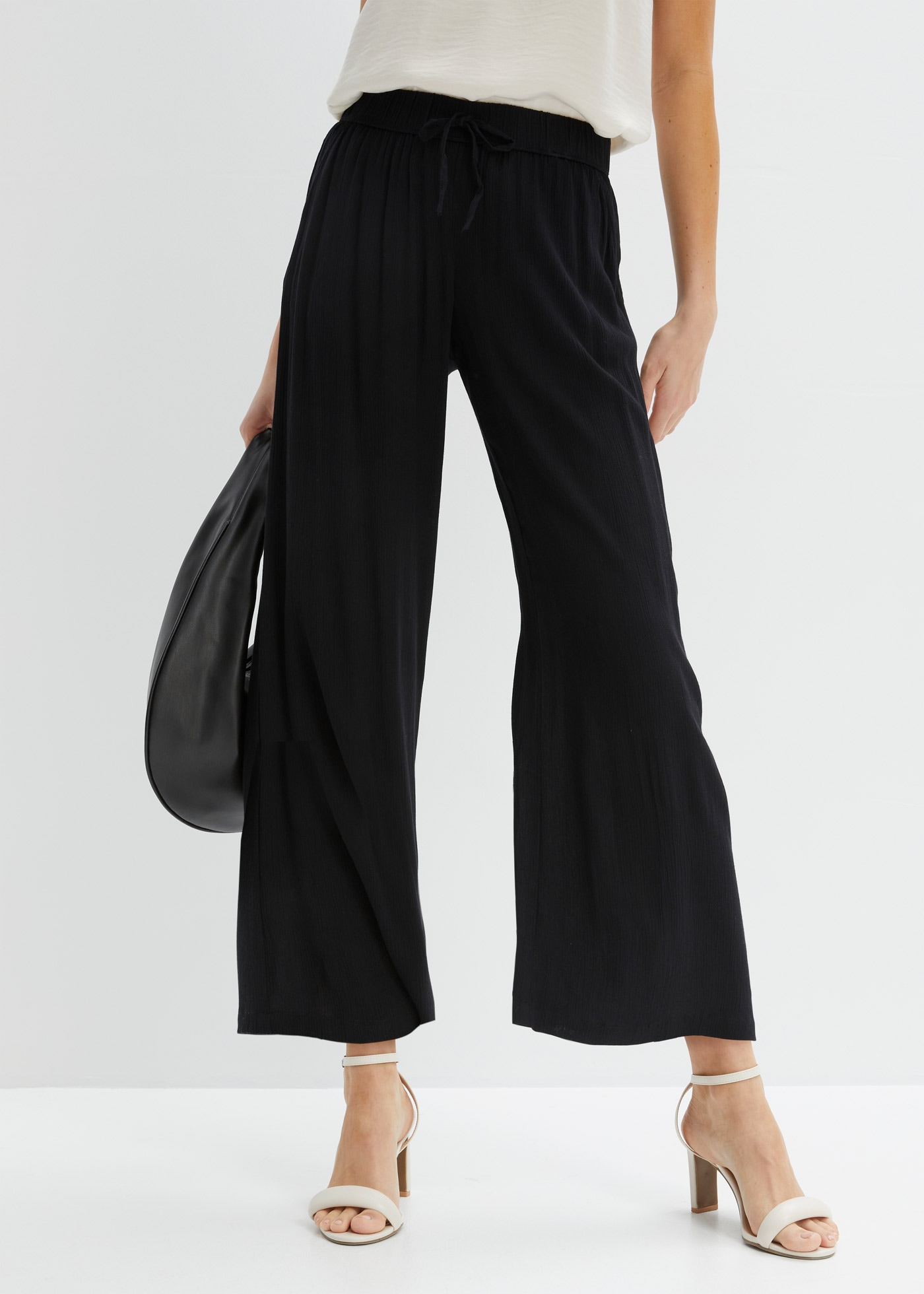 Image of bonprix Schlupfhose aus Viskose, mit Bindeband, lockere Passform, mit Crinkle-Struktur