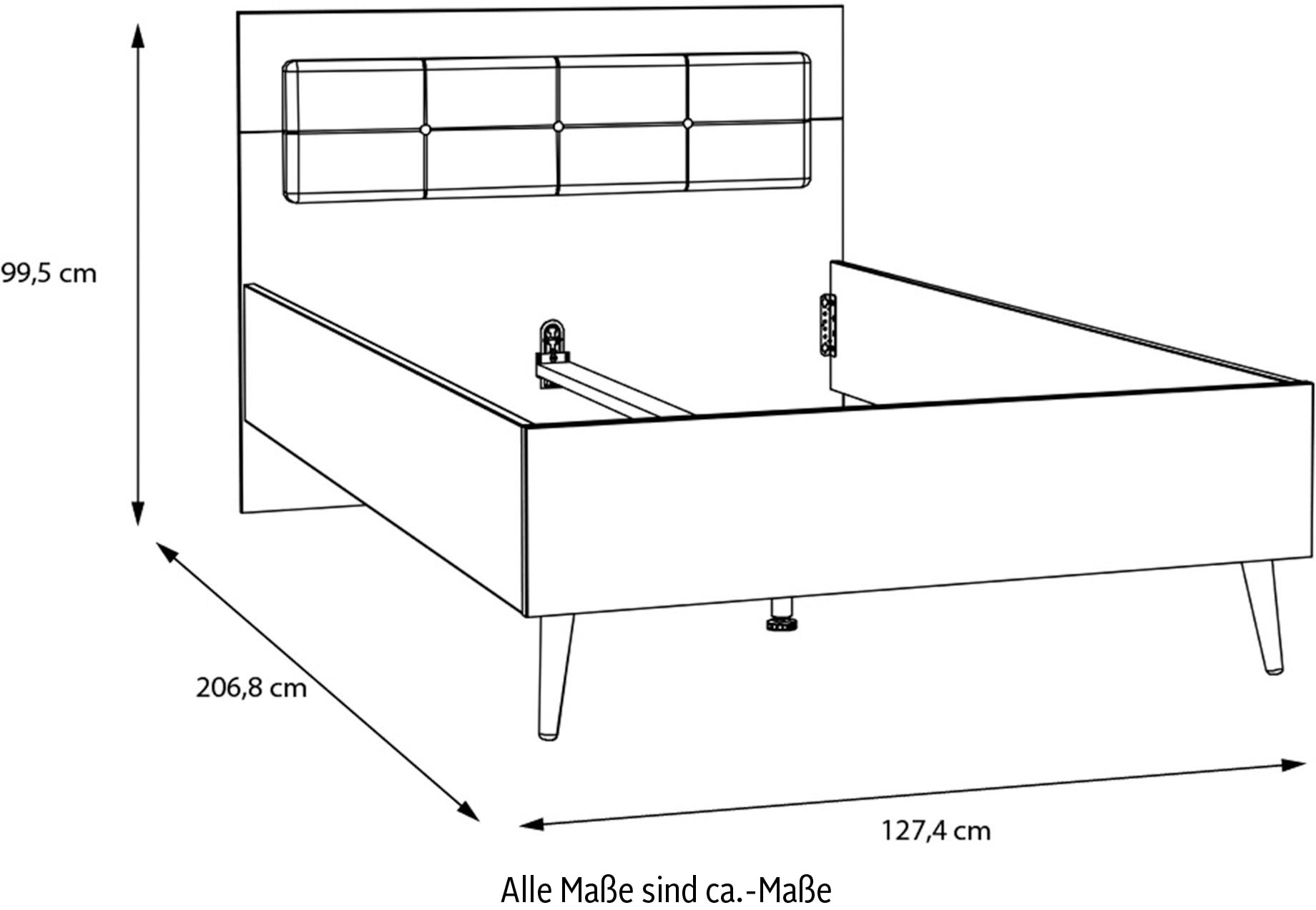 FORTE Jugendbett »Kinderbett, Belastbar bis 250KG,« Liegeflächen 140x200cm oder 120x200cm,  mit gepolstertem Kopfteil