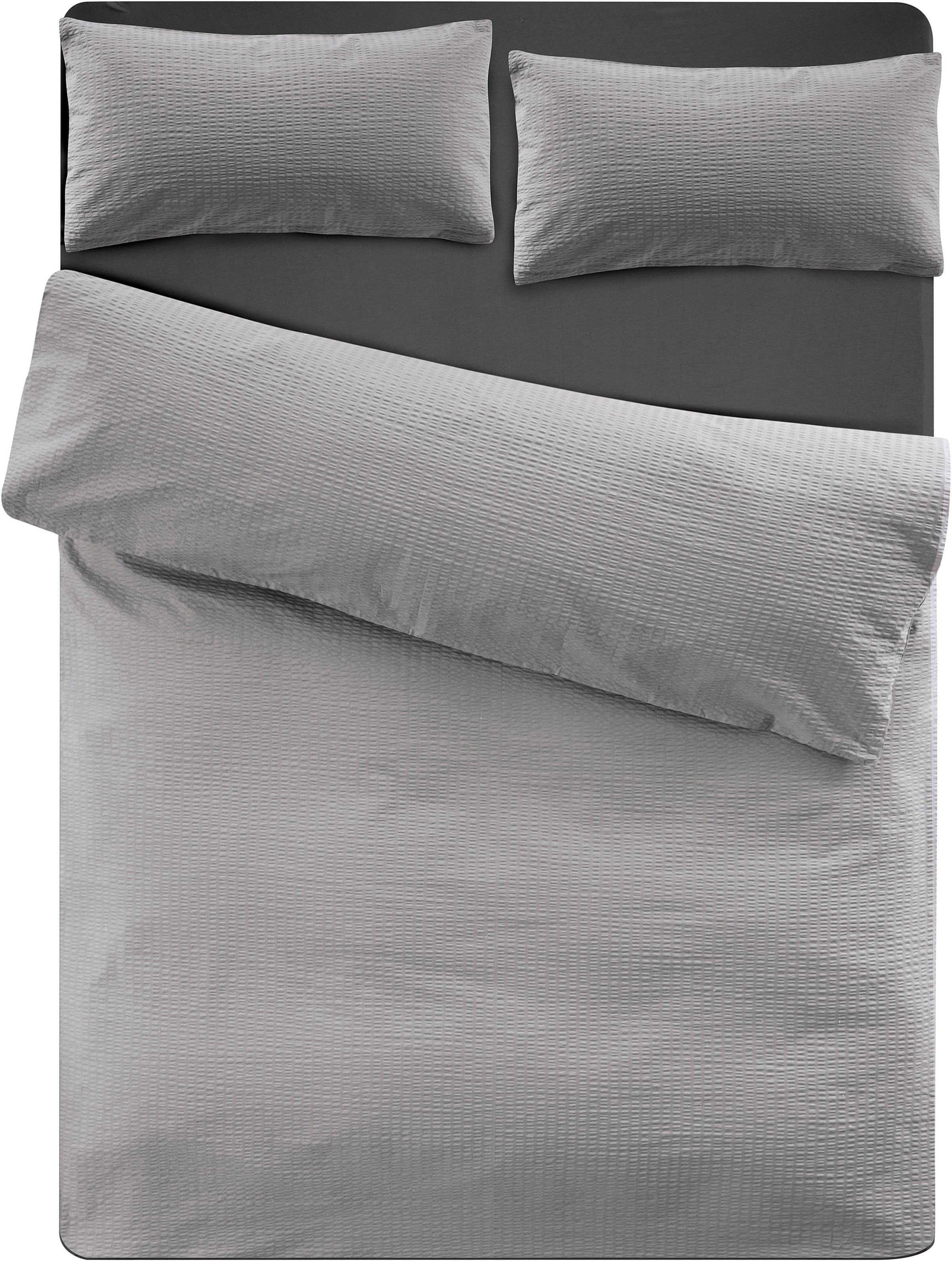 OTTO home Bettwäsche "Sari2 in Seersucker Qualität ideal für Sommer, Baumwolle" 2 uni Bettwäsche mit Reißverschluss in Gr. 135x200 oder 155x220 cm