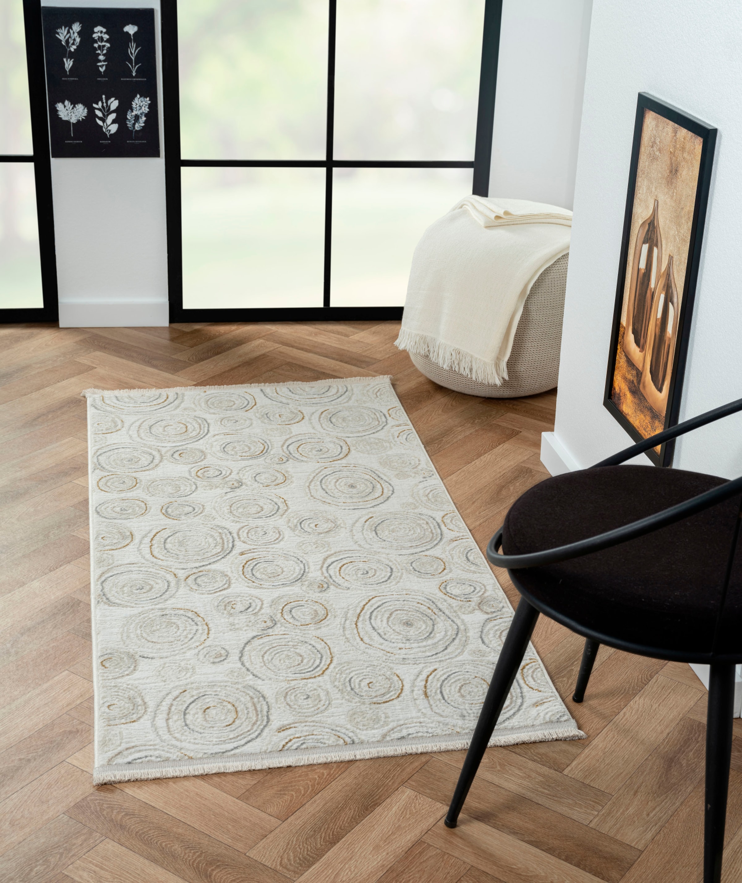 Image of Myflair Möbel & Accessoires Teppich "My Style, LAGERRÄUMUNG" rechteckig 10 mm Höhe Kurzflor, Scandi-Design, besonders weich durch Microfaser, mit Fransen
