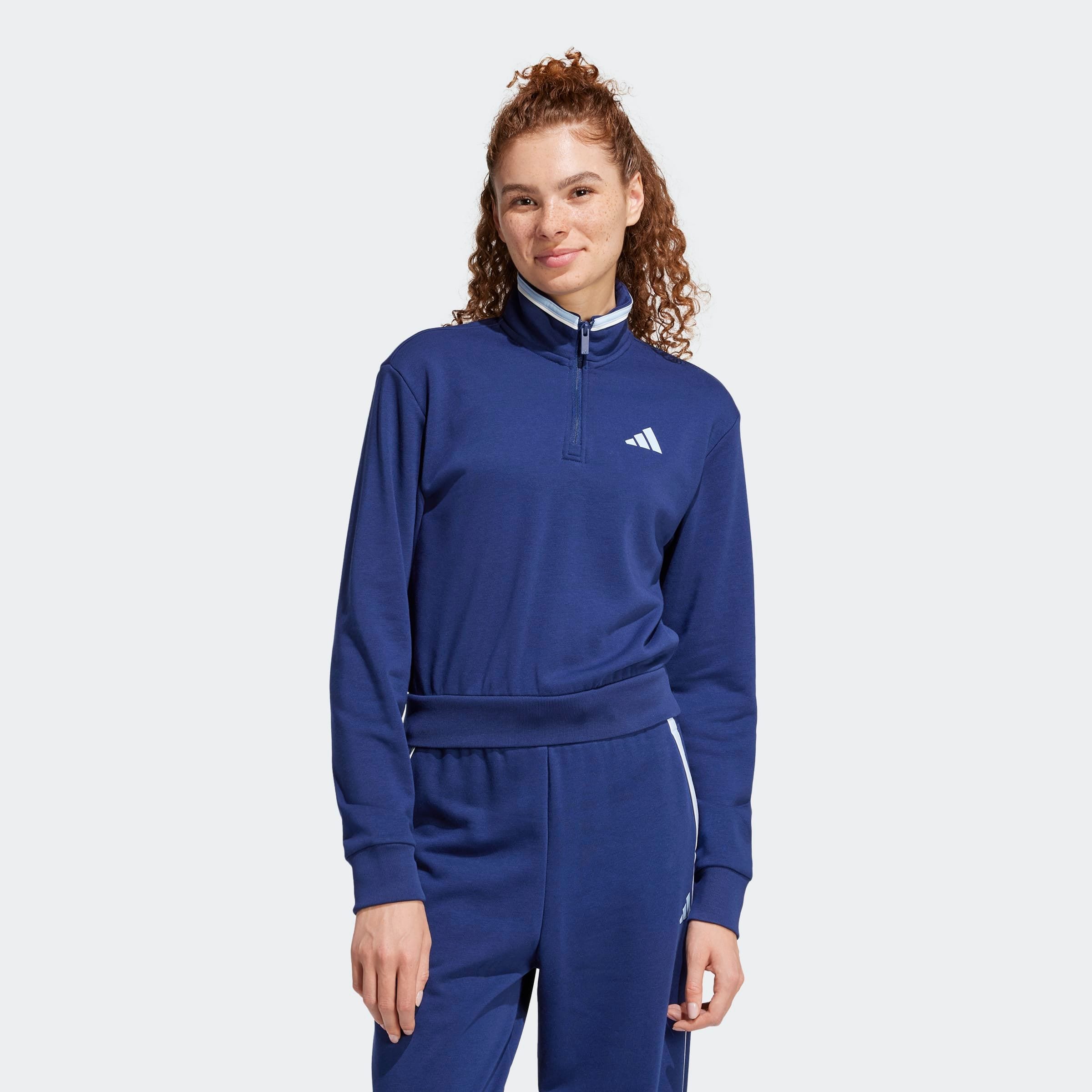 Image of adidas Sportswear Sweatshirt "ESSENTIALS COLOR POP FRENCH TERRY CROP QUARTER-ZIP ORIGINALS"