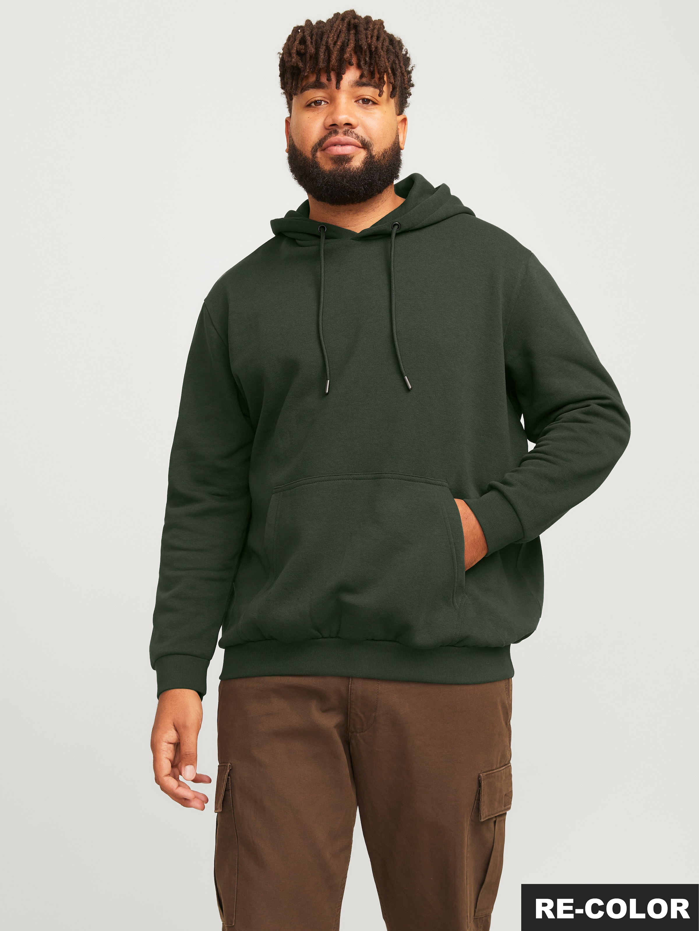 Jack & Jones PlusSize Kapuzensweatshirt »JJEBRADLEY SWEAT HOOD NOOS PLS«, mit Rippbündchen

