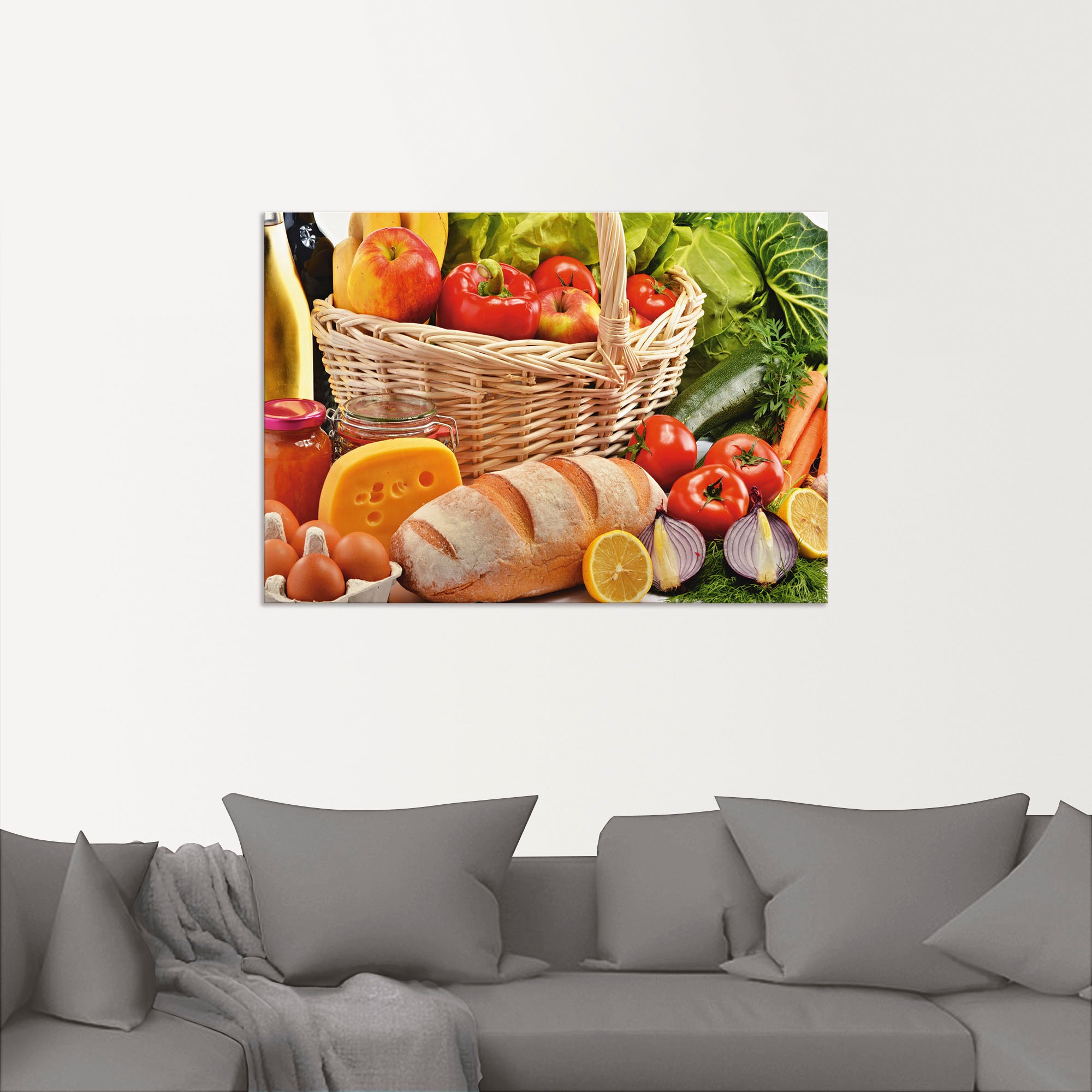 confortablement »Gesund Poster Wandbild St.), Grössen Leinwandbild, Artland als Wandaufkleber in acheter Gemüsekorb«, versch. Alubild, oder und Leben - (1 Lebensmittel, Obst
