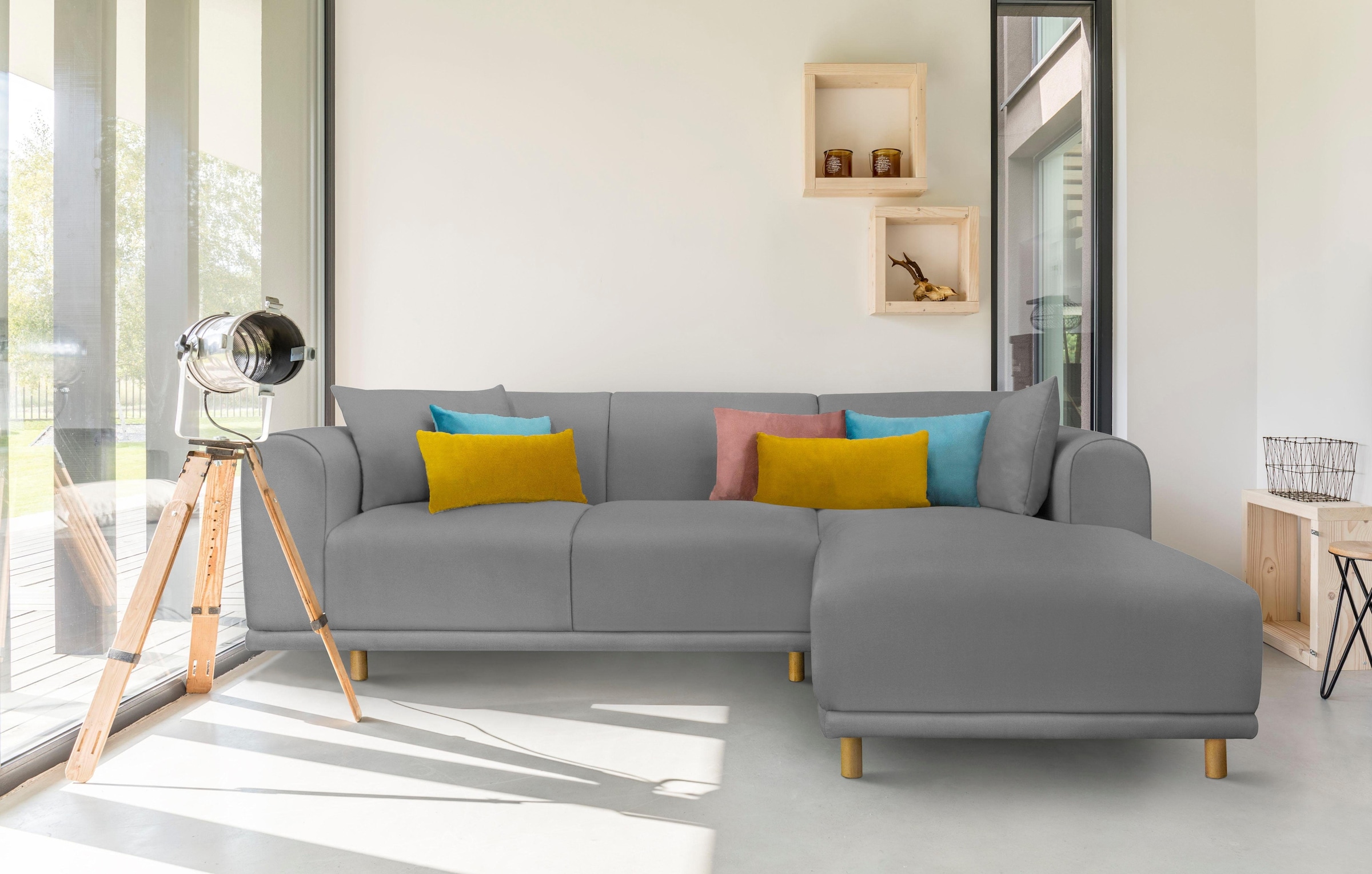 GOODproduct Ecksofa »Maroon L-Form« in skandinavischem Design, mit losen Kissen