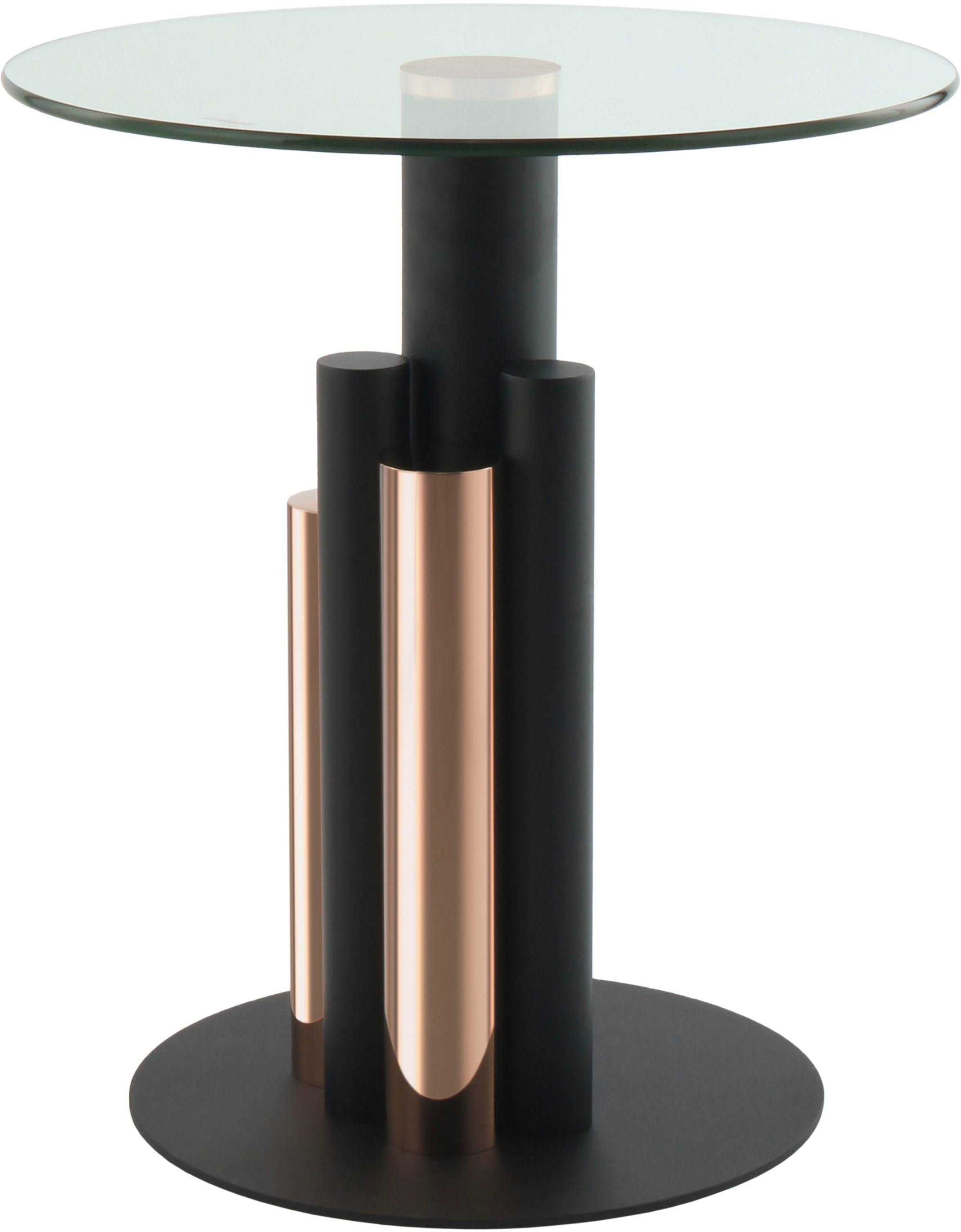 Kayoom Beistelltisch »Ontario 225, Runde  Glasplatte aus Sicherheitsglas, 100% Edelstahl« 1 Stk. tlg. Modernes Design, zweifarbiges Säulengestell, Eyecatcher Element