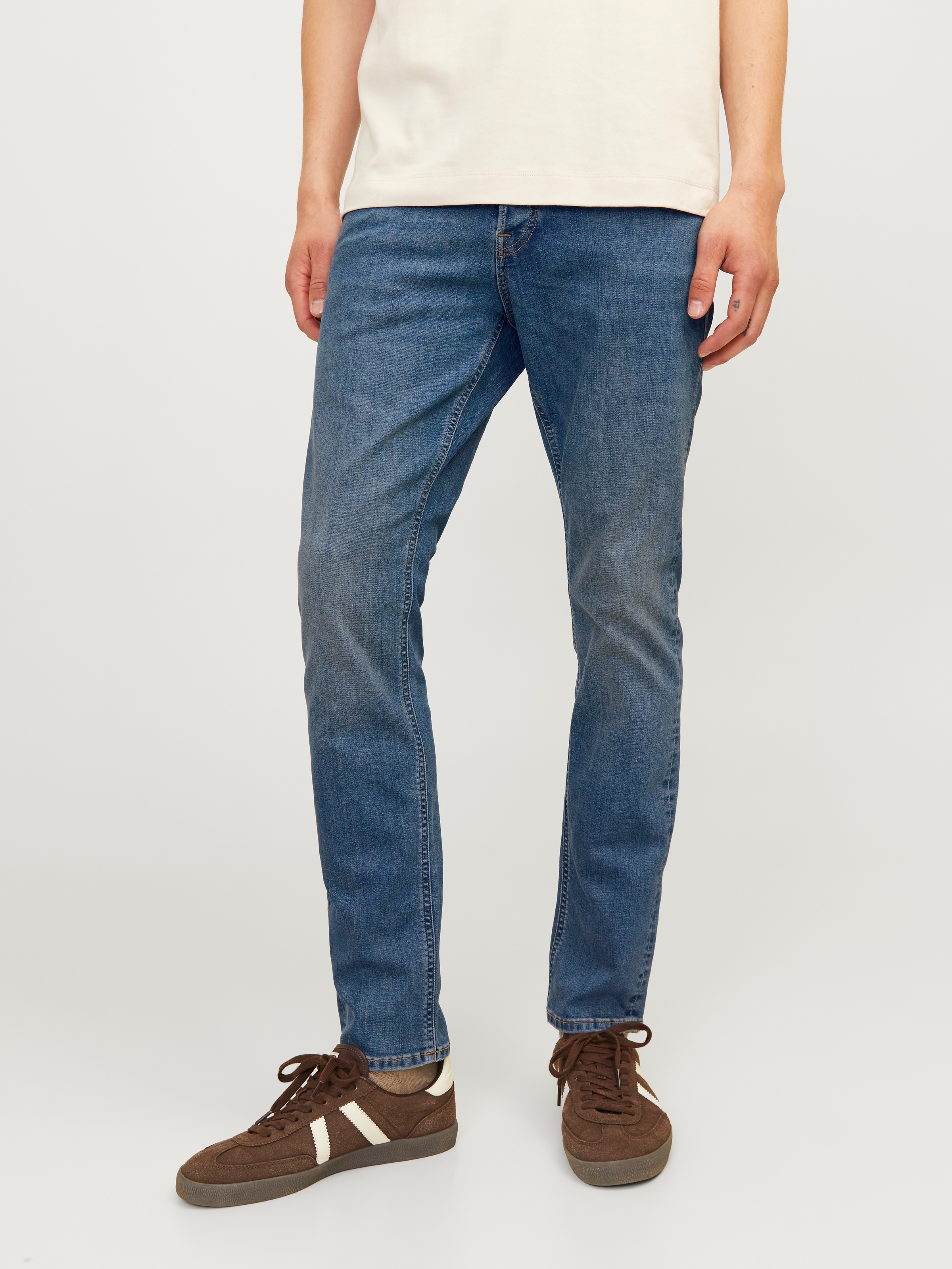 Jack & Jones, Herren, »JJIGLENN Slim-Fit mit Stretch und praktischer 5-Pocket-Form« Baumwollmischung, slim fit, blau denim, 31, Länge 32, Herren-Jeans