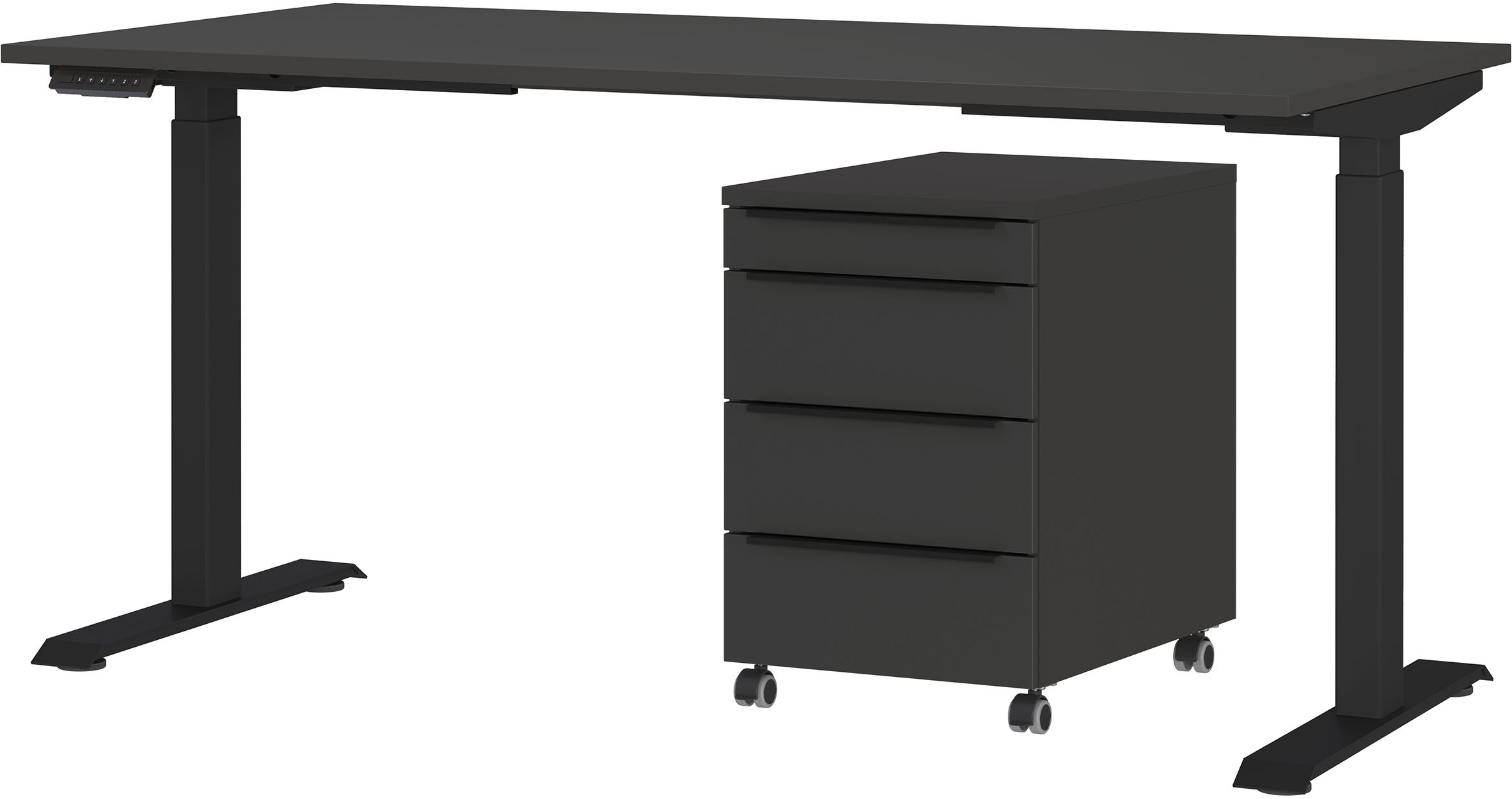 GERMANIA Büromöbel-Set »Mailand, inkl. Schreibtisch (elektr. höhenverstellbar) & Rollcontainer« 2 Stk. tlg. Breitenvariante wählbar (140-180 cm), Made in Germany