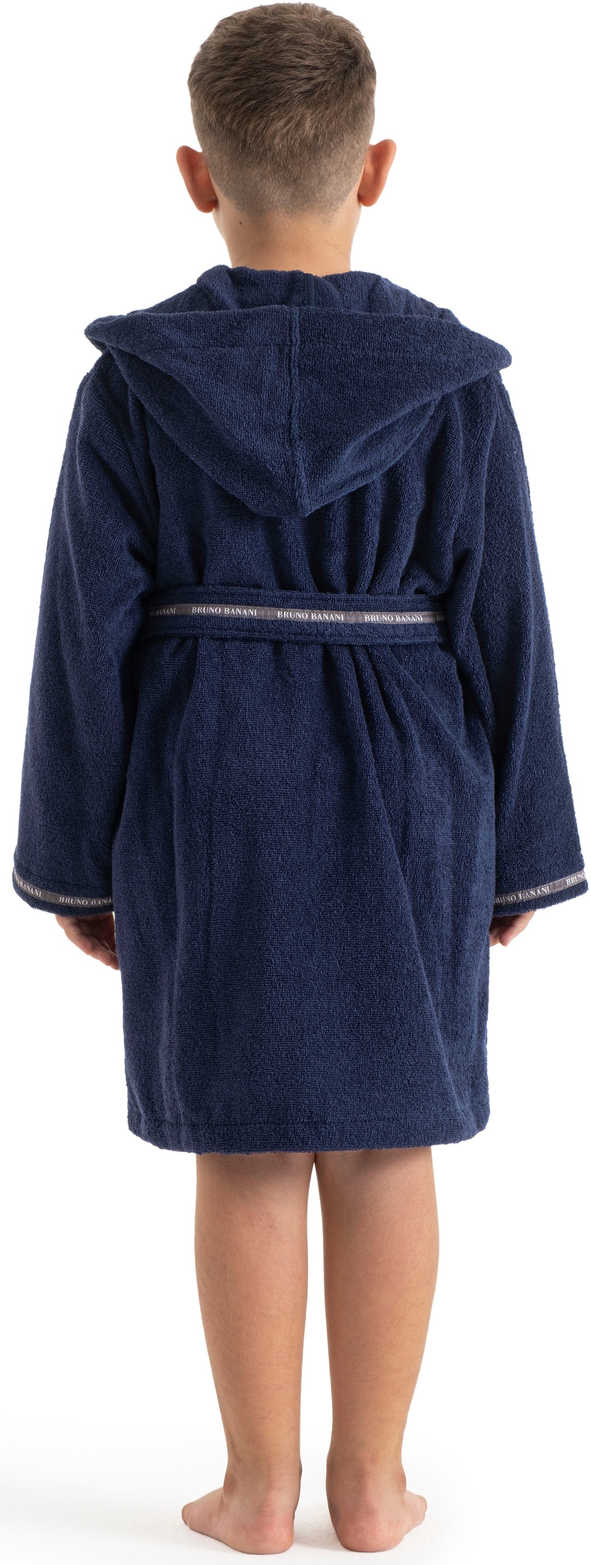 Bruno Banani Peignoir de bain pour enfants »Danny, Ideal für Zuhause, Schwimmbad oder im Urlaub« 1 cuis mit Logostreifen, aus 100% Baumwolle