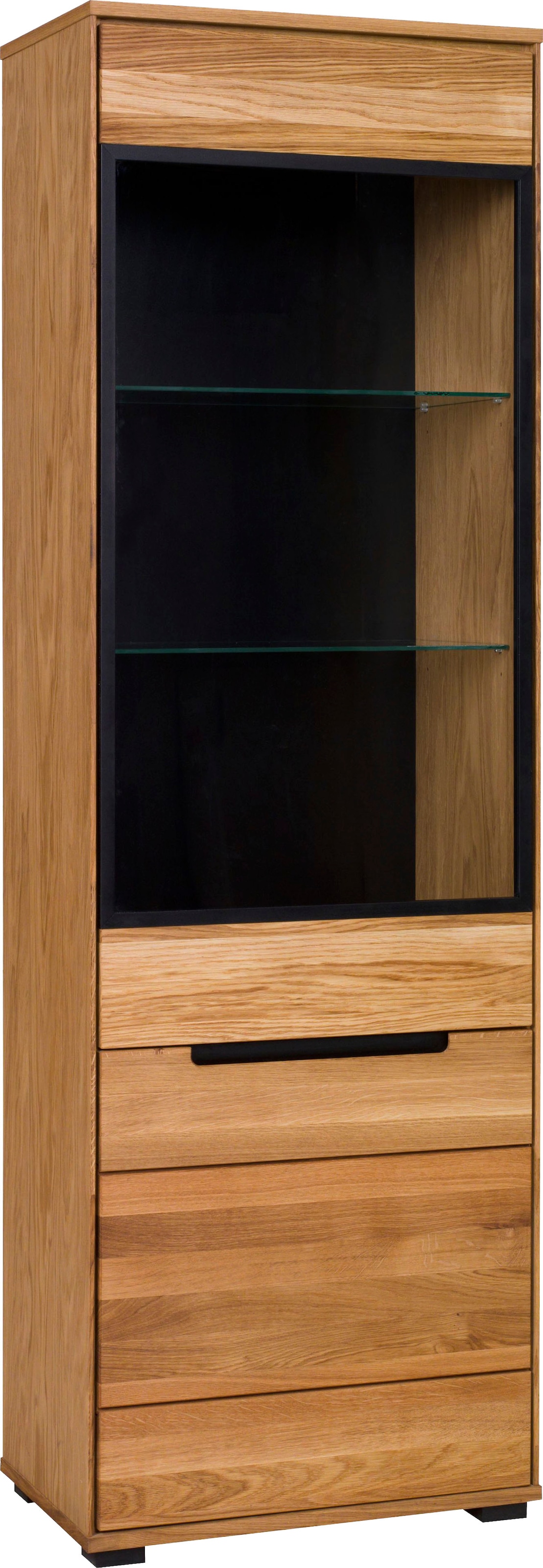 Image of Home affaire Vitrine "Vitrine B/T/H: 62,5/40,5/196,5 cm" Aluglasturen in schwarz, Eiche teilmassiv