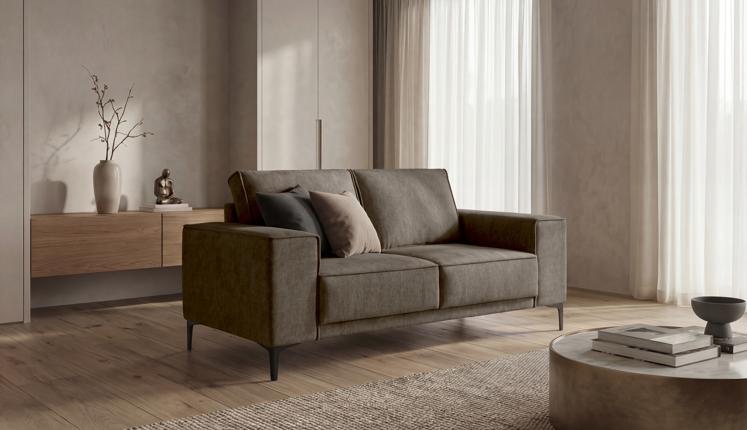Home affaire 2-Sitzer »OLAND Bouclé, Sofa, B: 164 cm, Skandi-Design« 164 cm, Wellenunterfederung, Skandi-Design, Metallfüsse