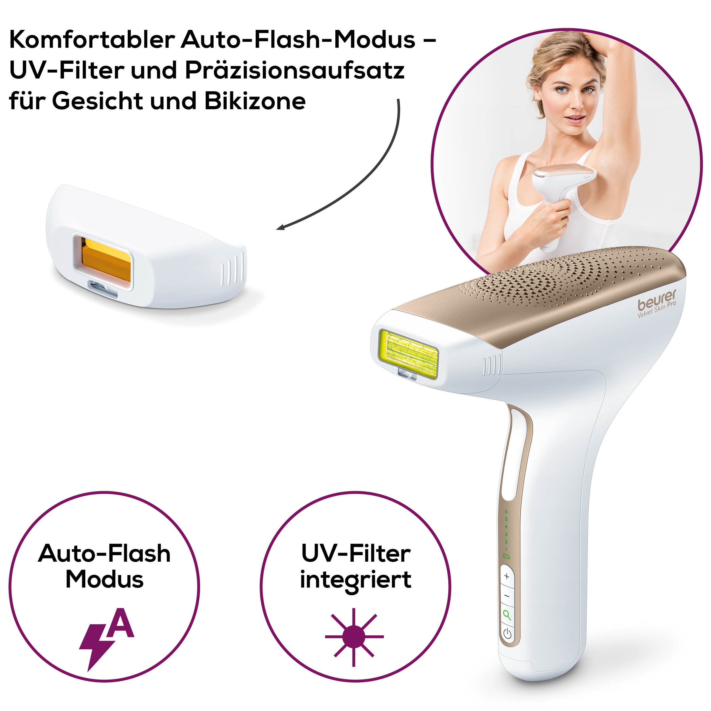 BEURER IPL-Haarentferner »IPL 8500 für langanhaltende Haarentfernung durch Lichttechnologie«, 300000 Lichtimpulse, Kraftvolles Akkugerät für eine flexible, kabellose Anwendung