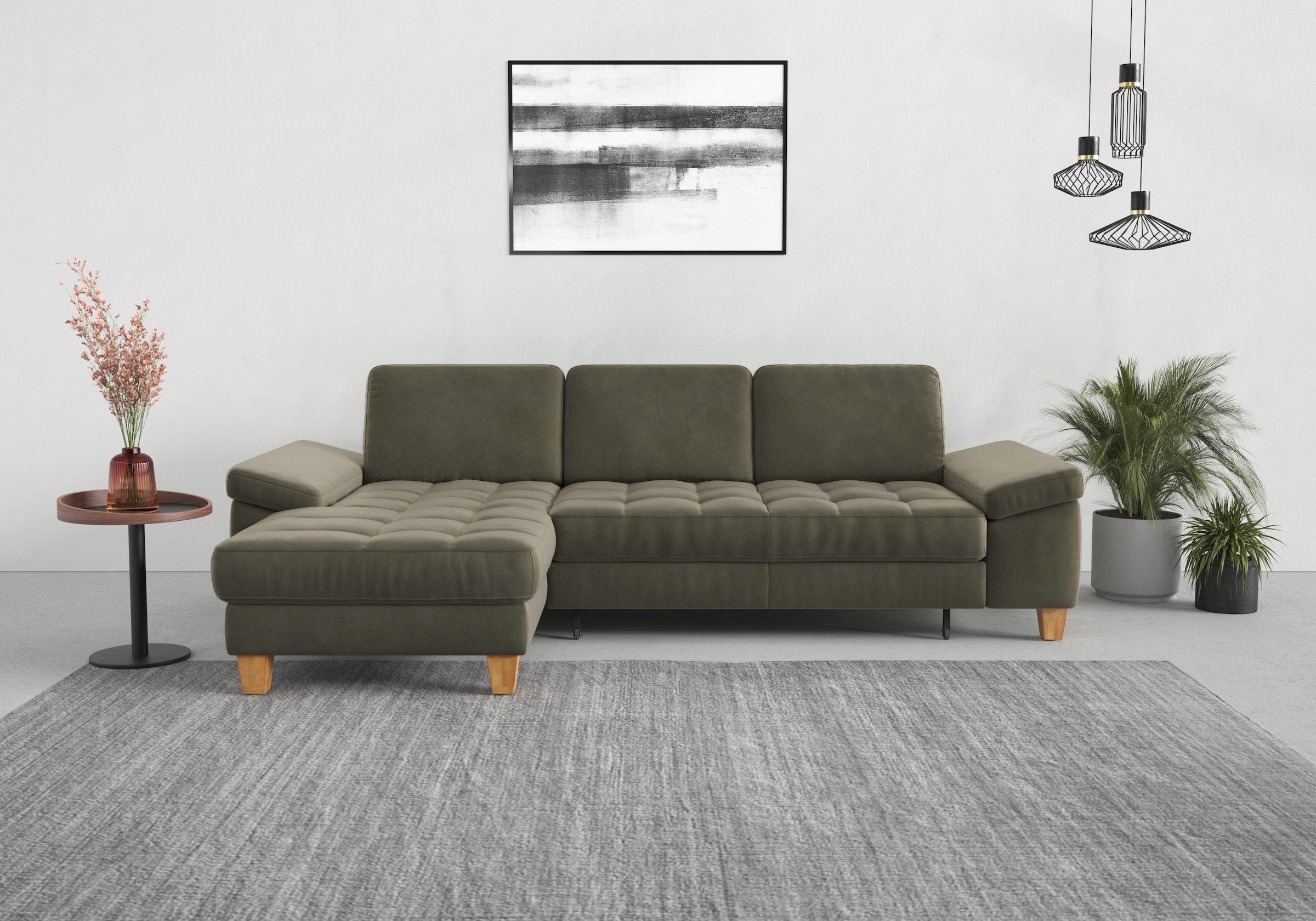 Image of sit&more Ecksofa "Westham L-Form" mit Recamiere, mit oder ohne Bettfunktion, Bettkasten, Füsse Eiche