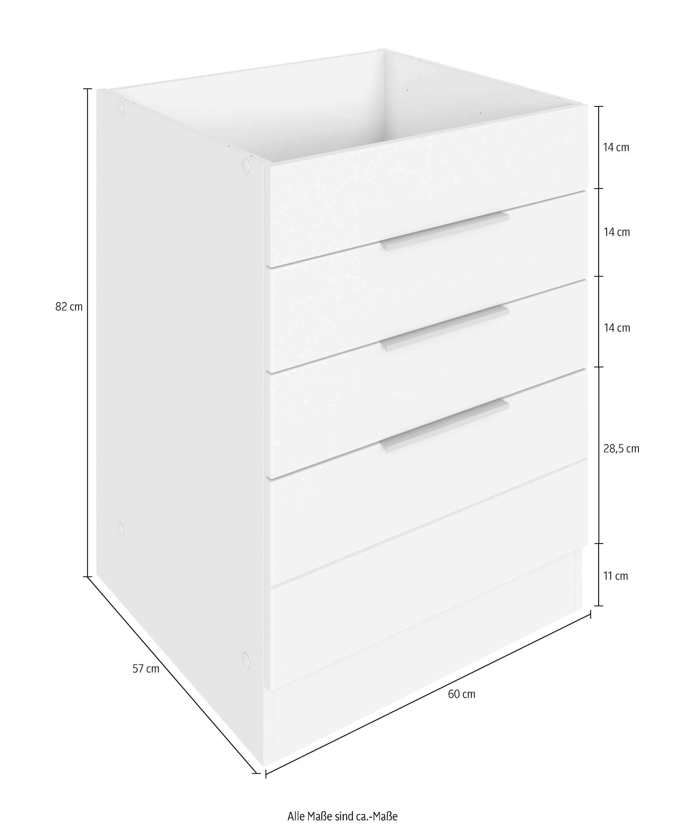 KOCHSTATION Kochfeldumbauschrank »KS-Luhe« 60 cm breit, hochwertige MDF-Fronten mit waagerechter Lisene