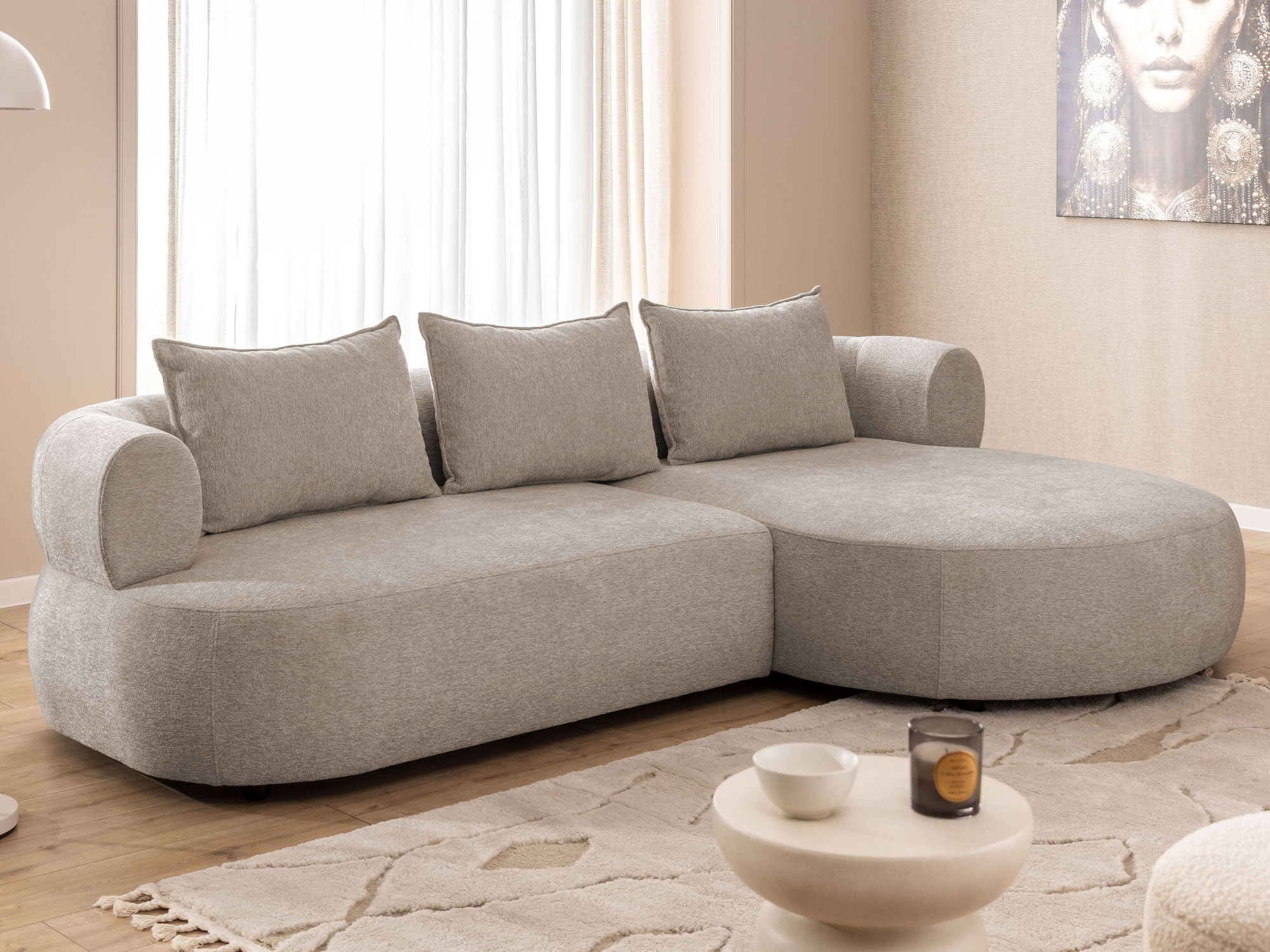 Home affaire Ecksofa »LUSSAC L-Form Design-Sofa mit Zierkissen, Masse B/T/H: 257/159/78 cm« hoher Sitzkomfort und modernes Design, Sofa ohne Bettfunktion
