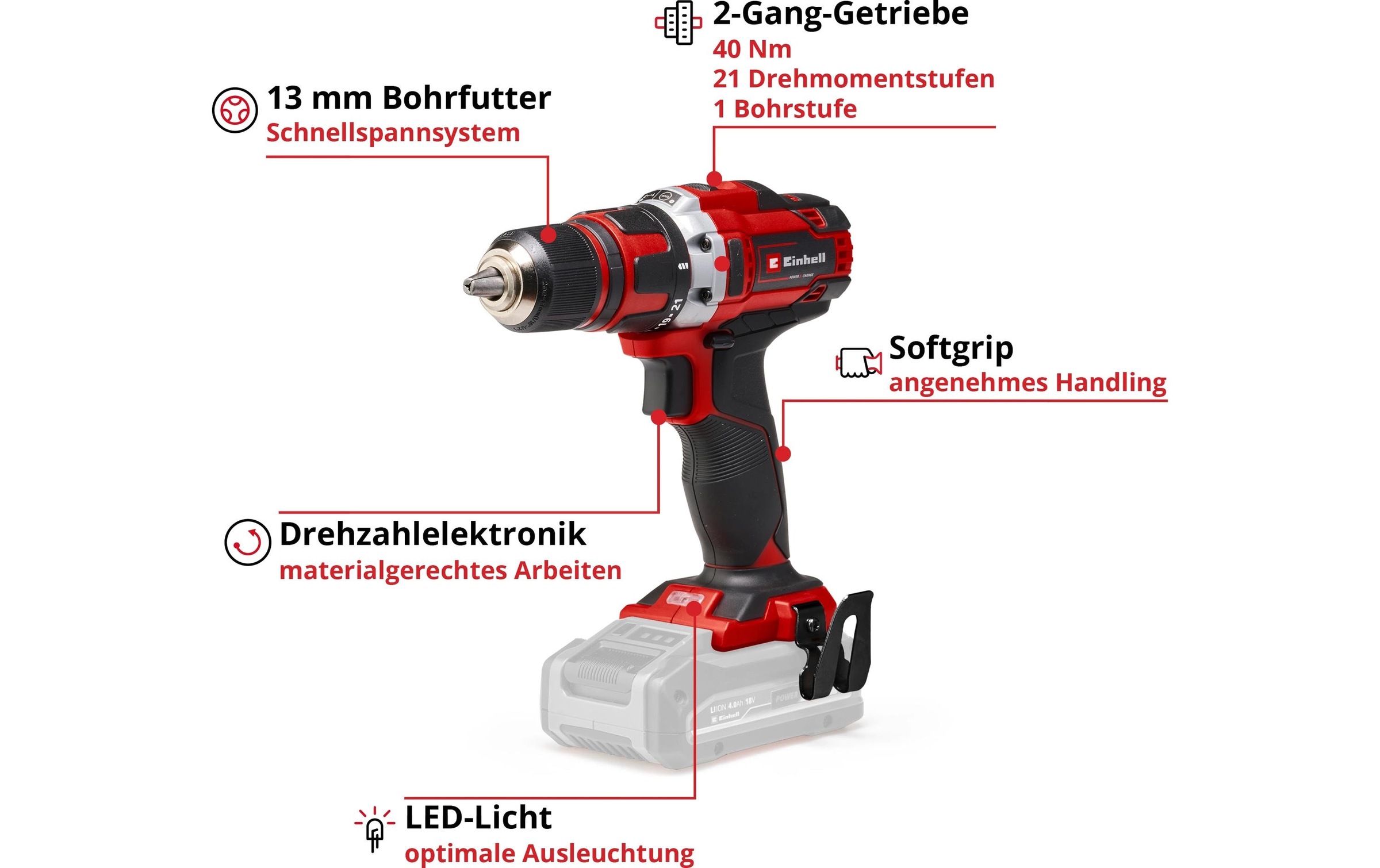 Einhell Akku-Bohrschrauber »TE-CD 18/40 Li-Solo«