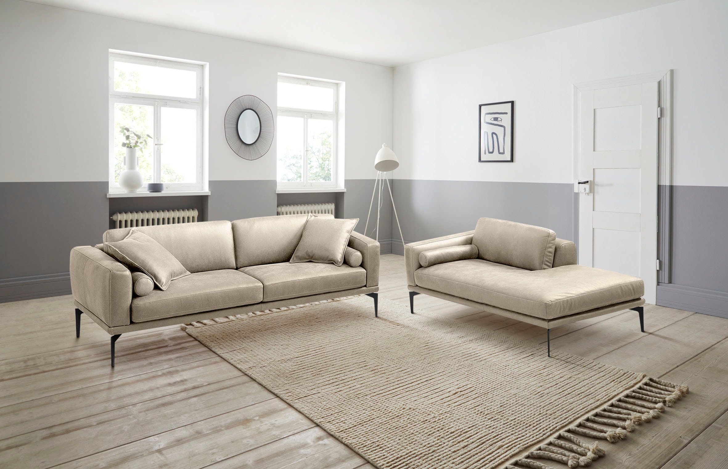 Egoitaliano Polstergarnitur »Masu, Design trifft sensationellen Sitzkomfort« Höhe der Rückenkissen und Sitztiefe verstellbar, 3 Rollkissen