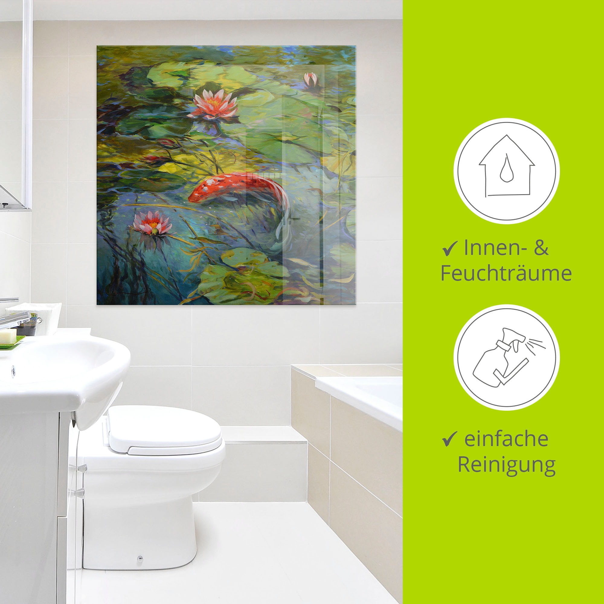 Artland Glasbild »Roter Koi«, Wassertiere, (1 St.), in verschiedenen Grössen