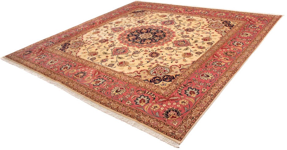 Image of morgenland Orientteppich »Perser - Täbriz quadratisch - 255 x 250 cm - beige«, quadratisch, 10 mm Höhe, Wohnzimmer, Handgeknüpft, Einzelstück mit Zertifikat bei Ackermann Versand Schweiz