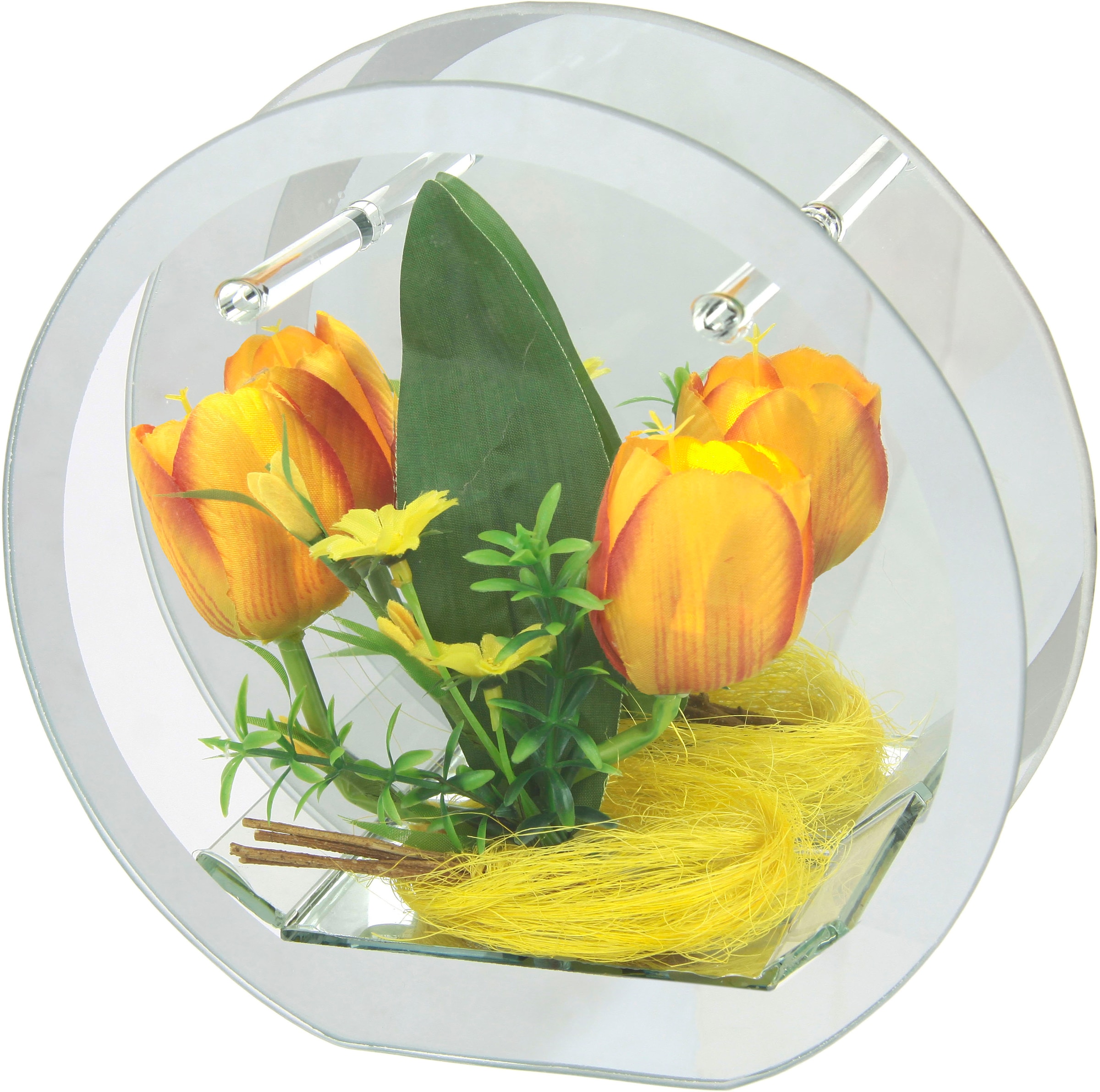 günstig »LED-Tulpe«, Dekoobjekt Lichtergirlande Tulpen Hase kaufen Dekoriertes 3D Glas mit Gänseblümchen I.GE.A. LED
