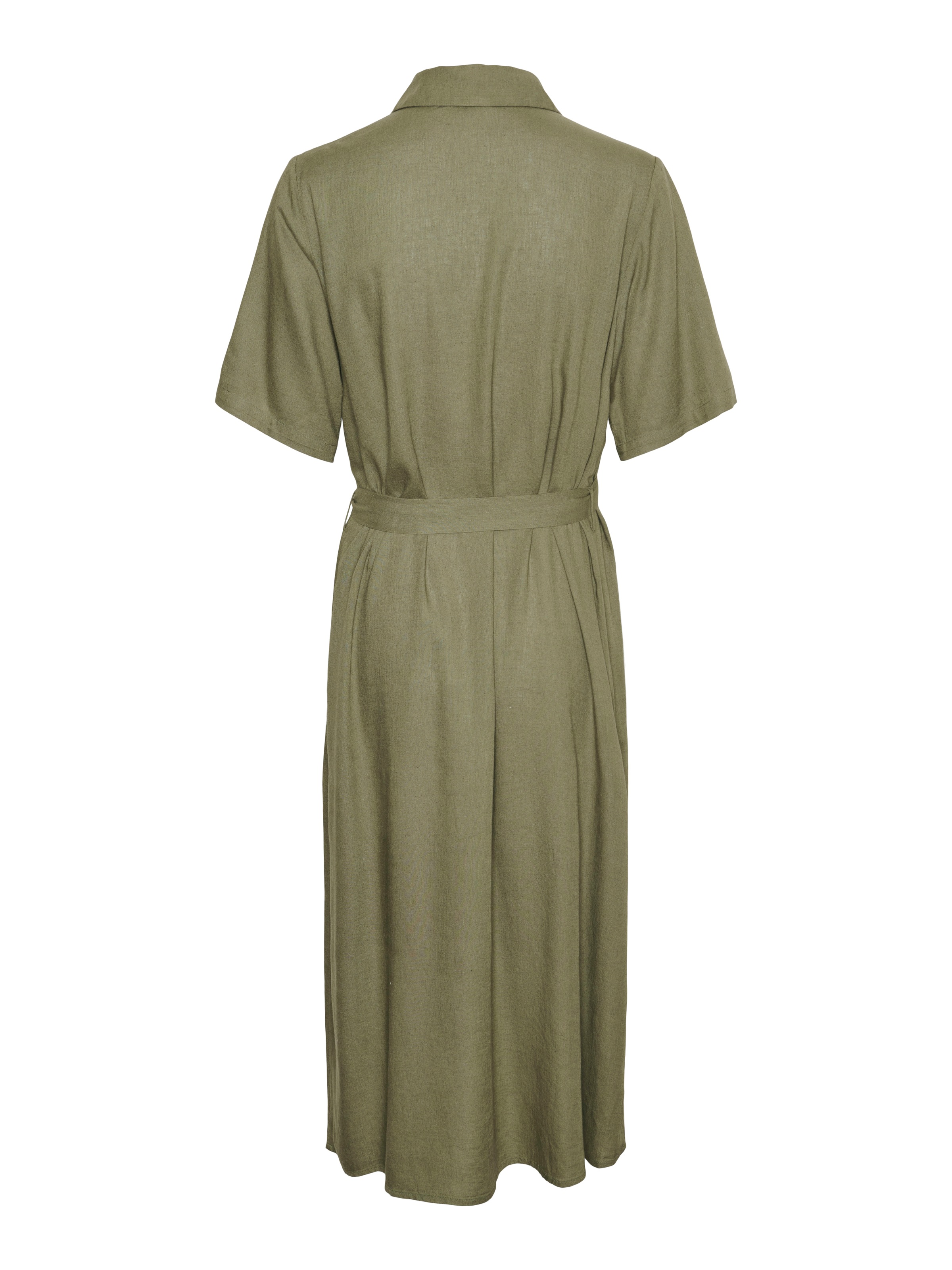 pieces Robe chemisier »PCPIA 2/4 MIDI SHIRT DRESS WVN NOOS« Poche poitrine avec ceinture à nouer