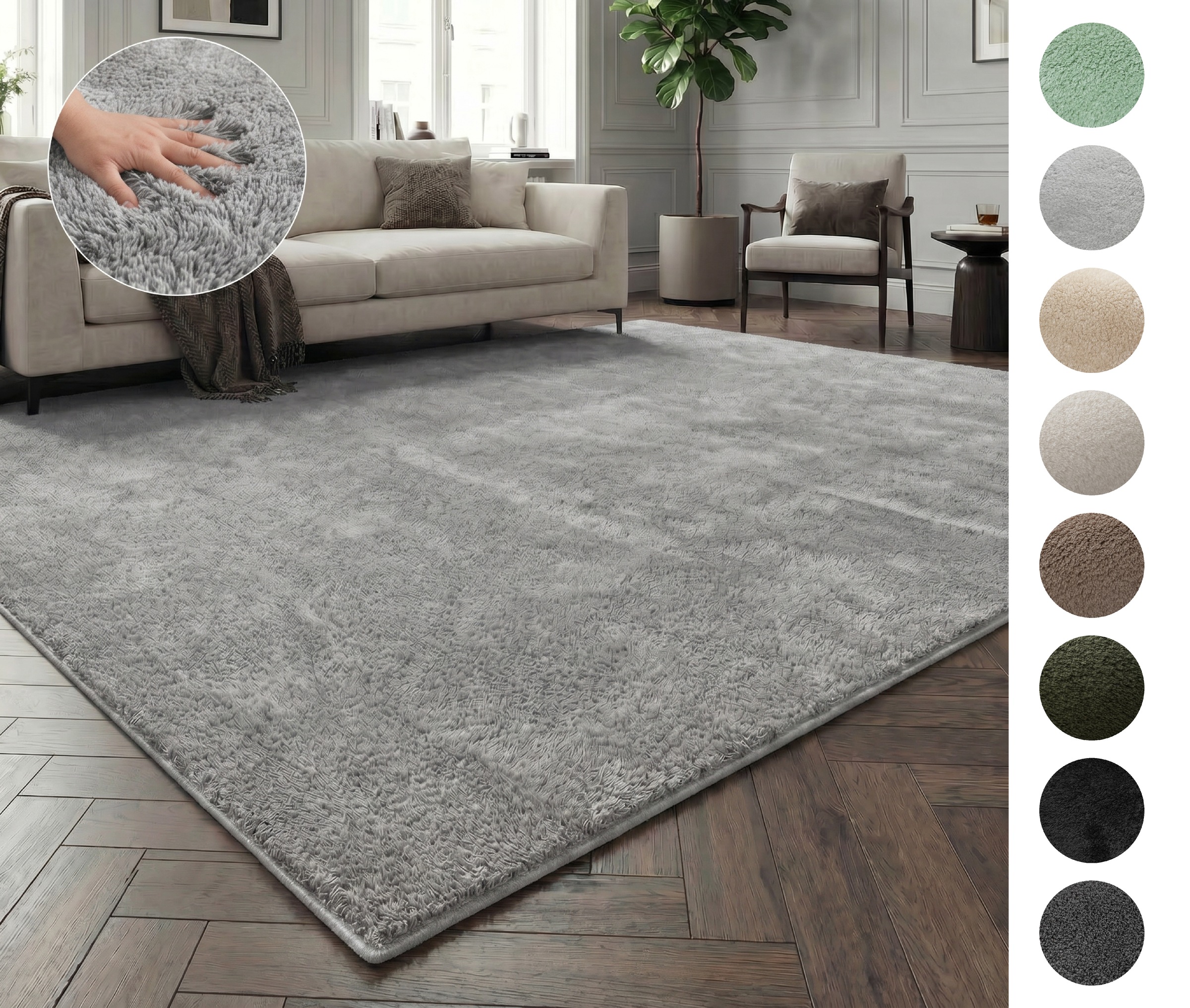 Image of GOODproduct Teppich "Cali, in Standard- und Premium-Qualität, 13 mm oder 16 mm Höhe" rechteckig Uni-Farben, kuschelig, & weich, waschbar, Wohnzimmer, Schlafzimmer