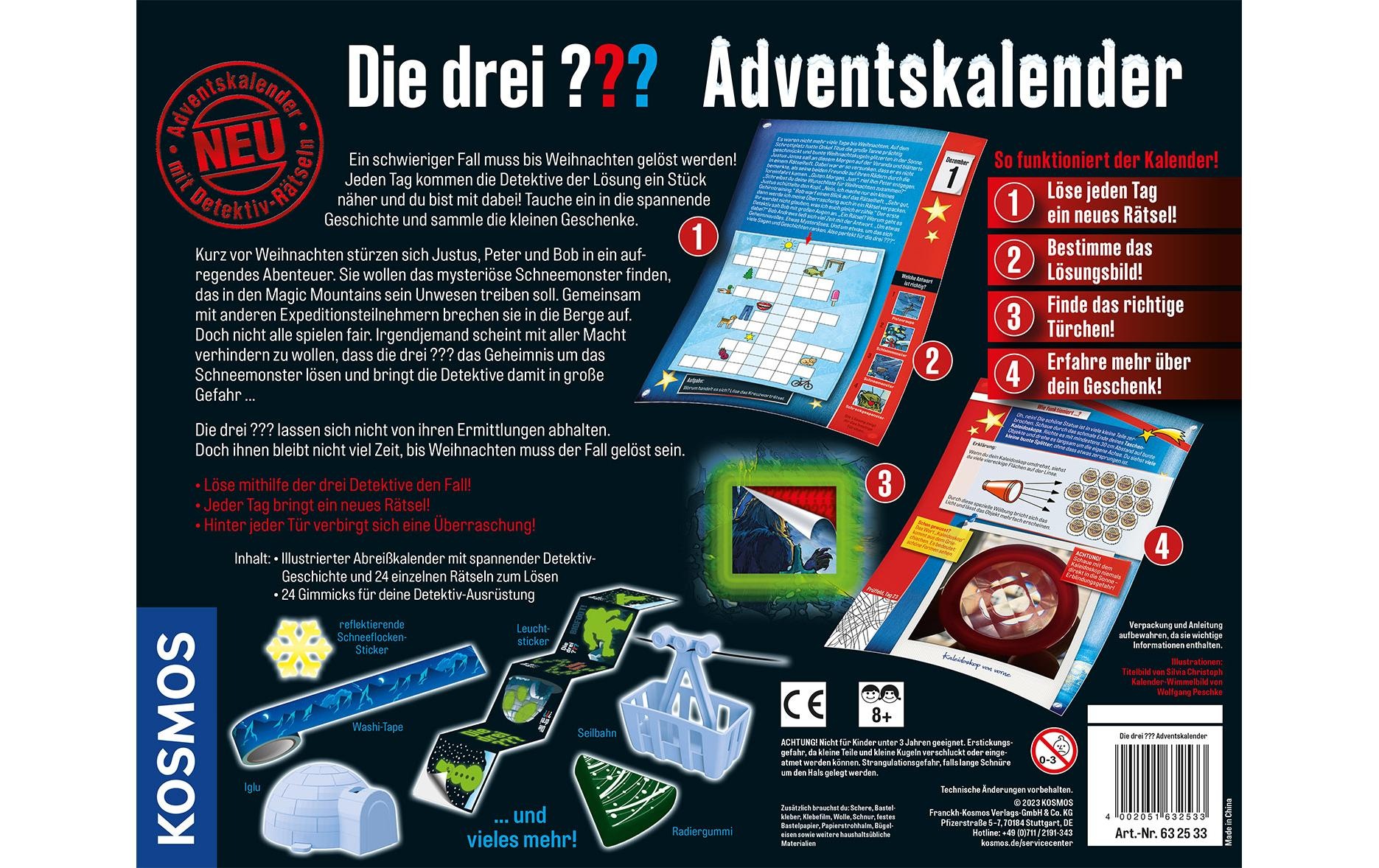 Kosmos Spielzeug-Adventskalender »Die drei??? 2023«, ab 8 Jahren